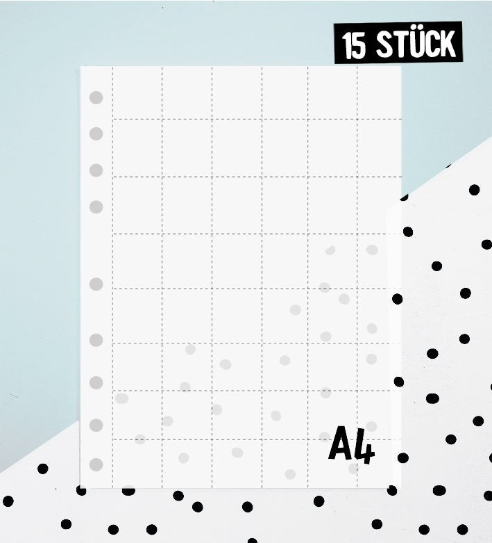 48 - Fächer - Hüllen für unser Sammelalbum für Tüddel - A4 *15 Stück* - Paul & Clara