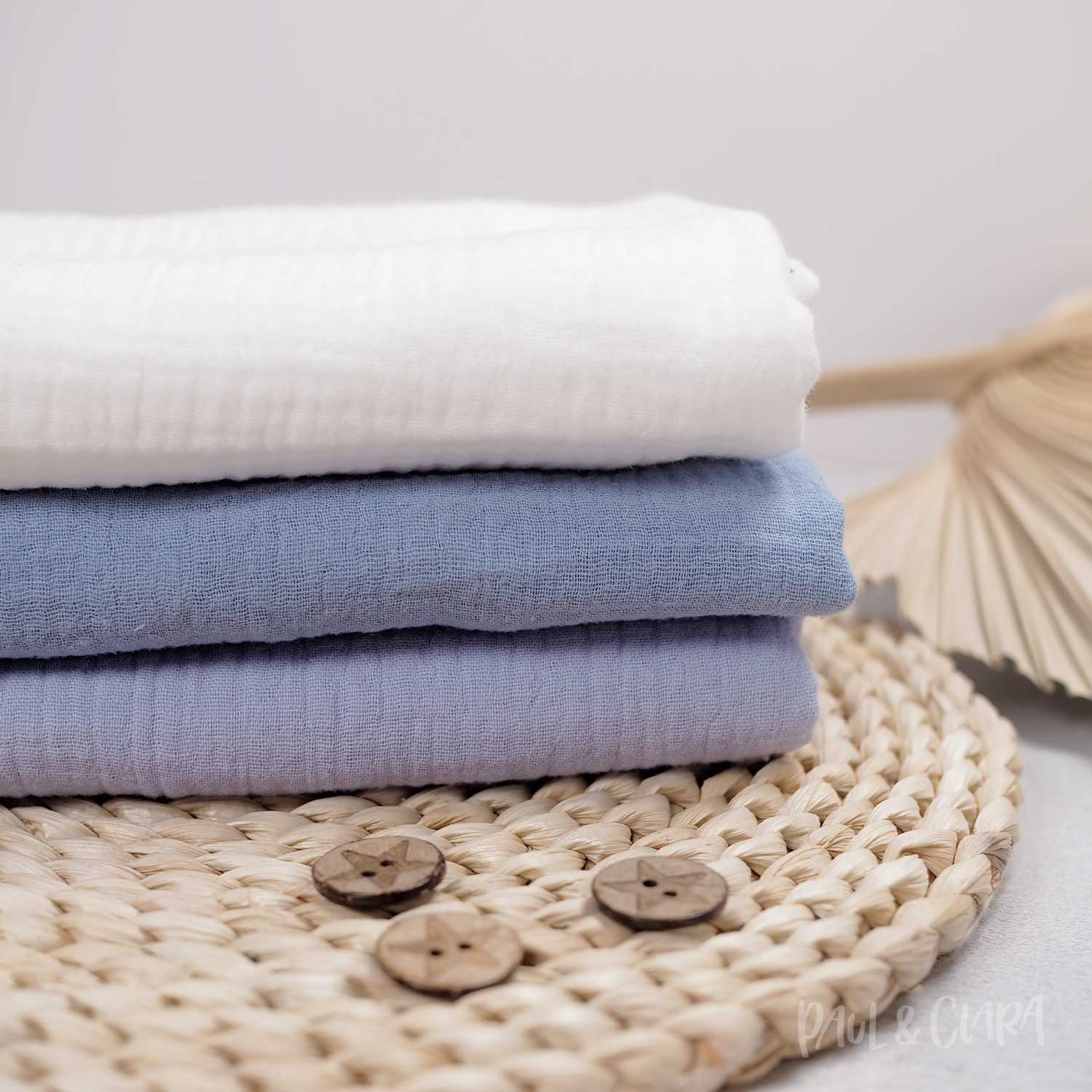 Baumwoll Musselin - Blaugrau - Paul & Clara