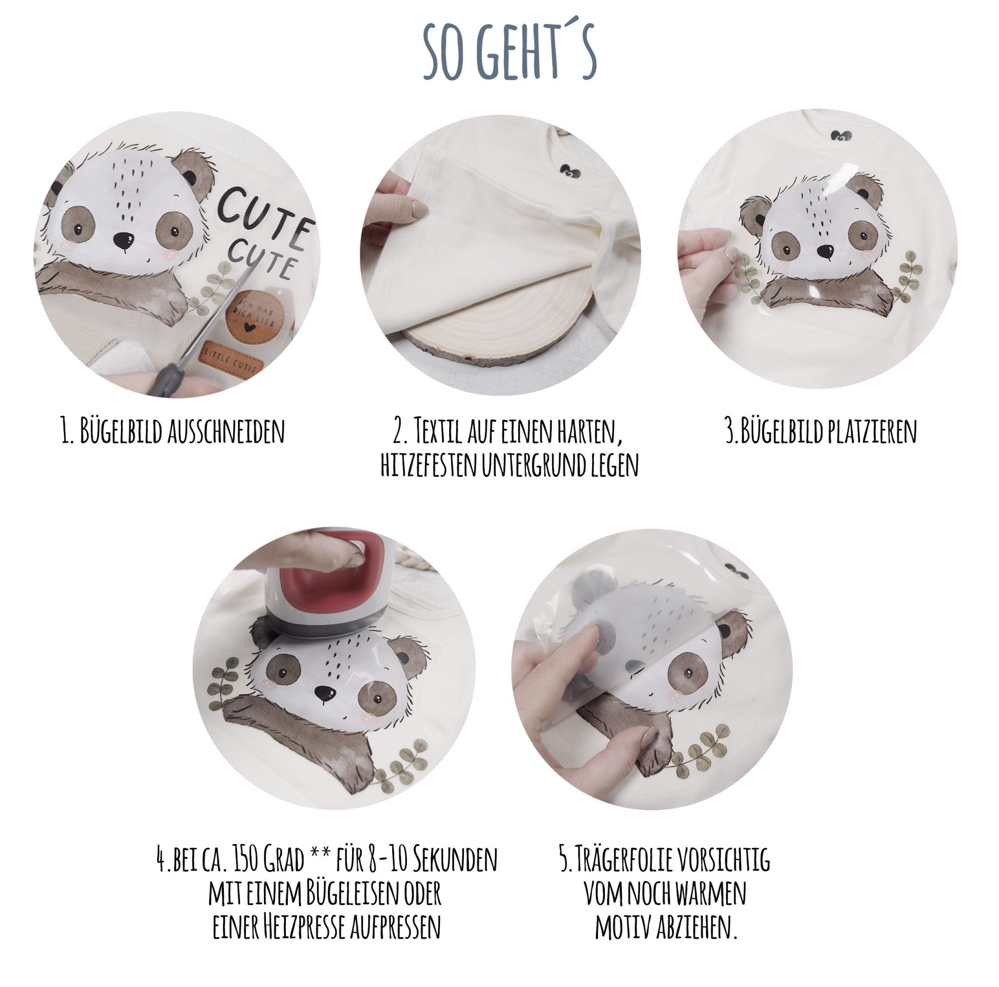 Bügelbild Größenlabel - Herz *122* - A6 - Paul & Clara