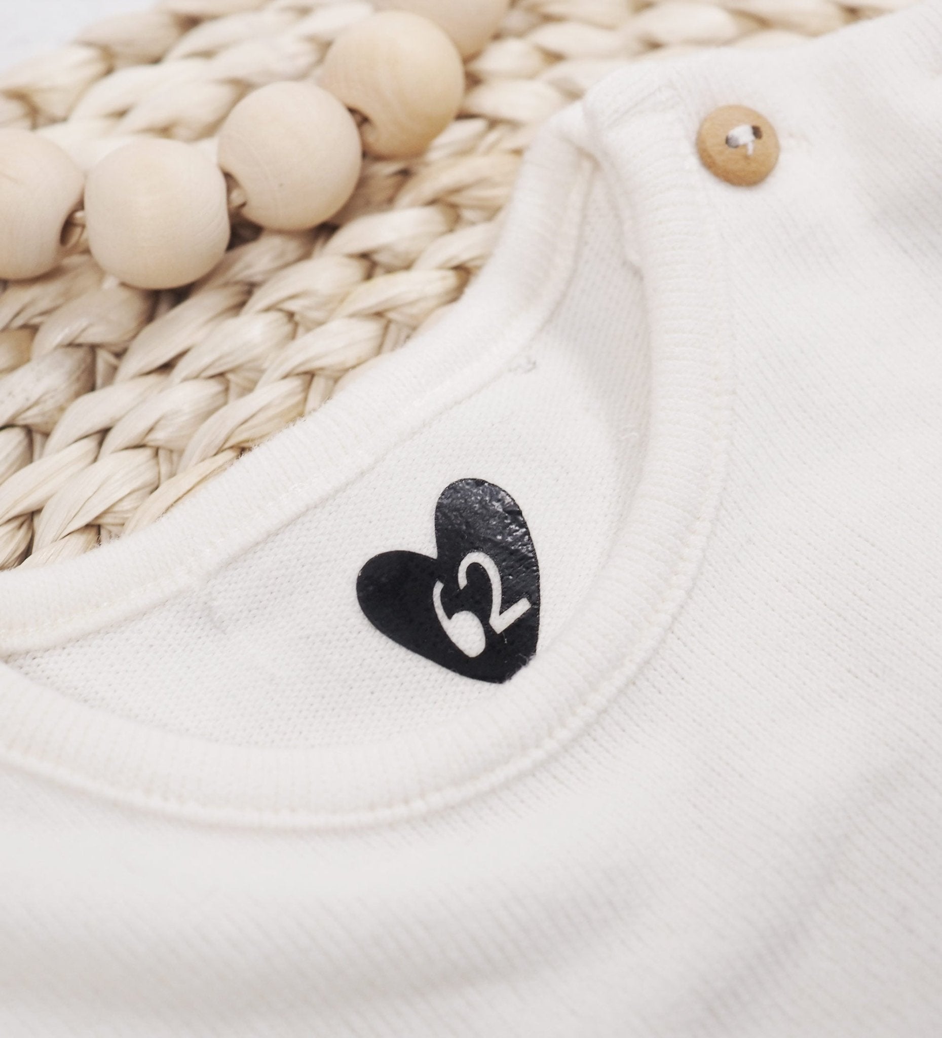 Bügelbild Größenlabel - Herz *74* - A6 - Paul & Clara