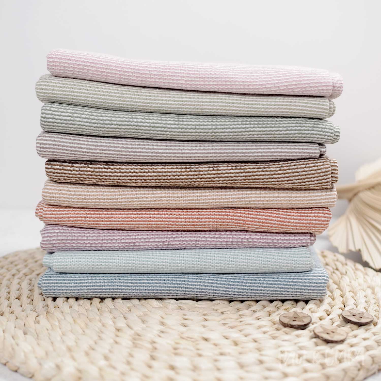 Bündchen - Streifen Salbei/Weiß *Schlauchware* *AB 10 CM* - Paul & Clara