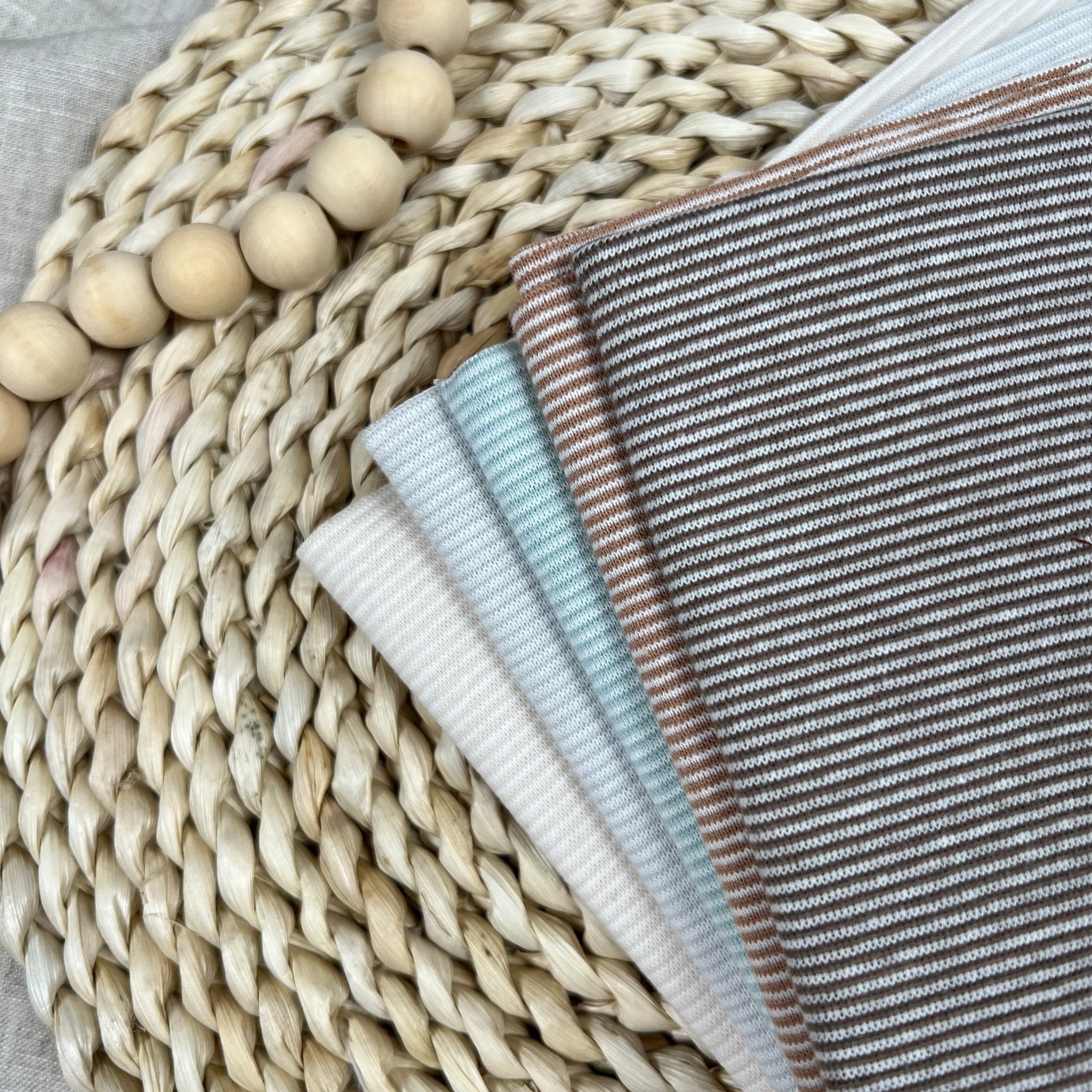 Bündchen - Streifen Taupe/Weiß *Schlauchware* *AB 10 CM* - Paul & Clara