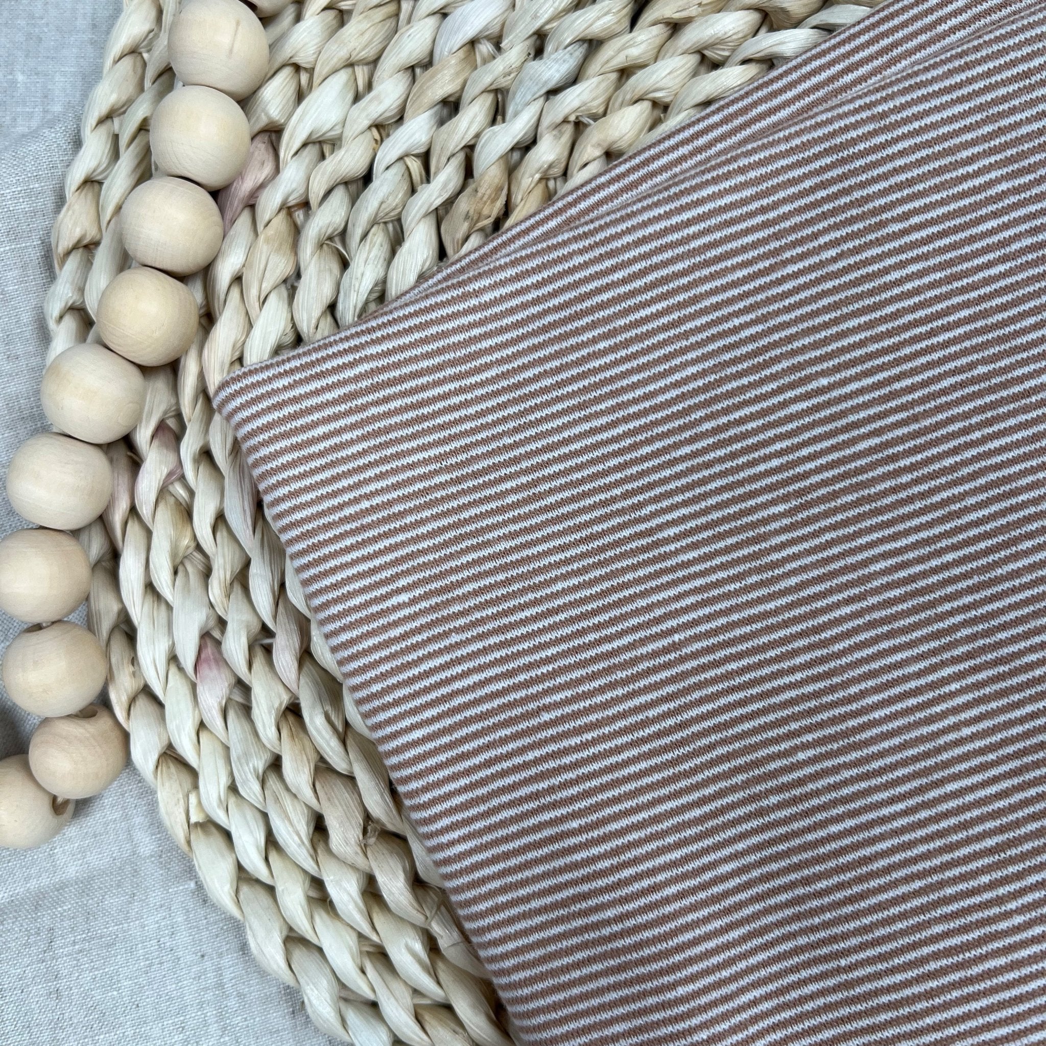 Bündchen - Streifen Taupe/Weiß *Schlauchware* *AB 10 CM* - Paul & Clara