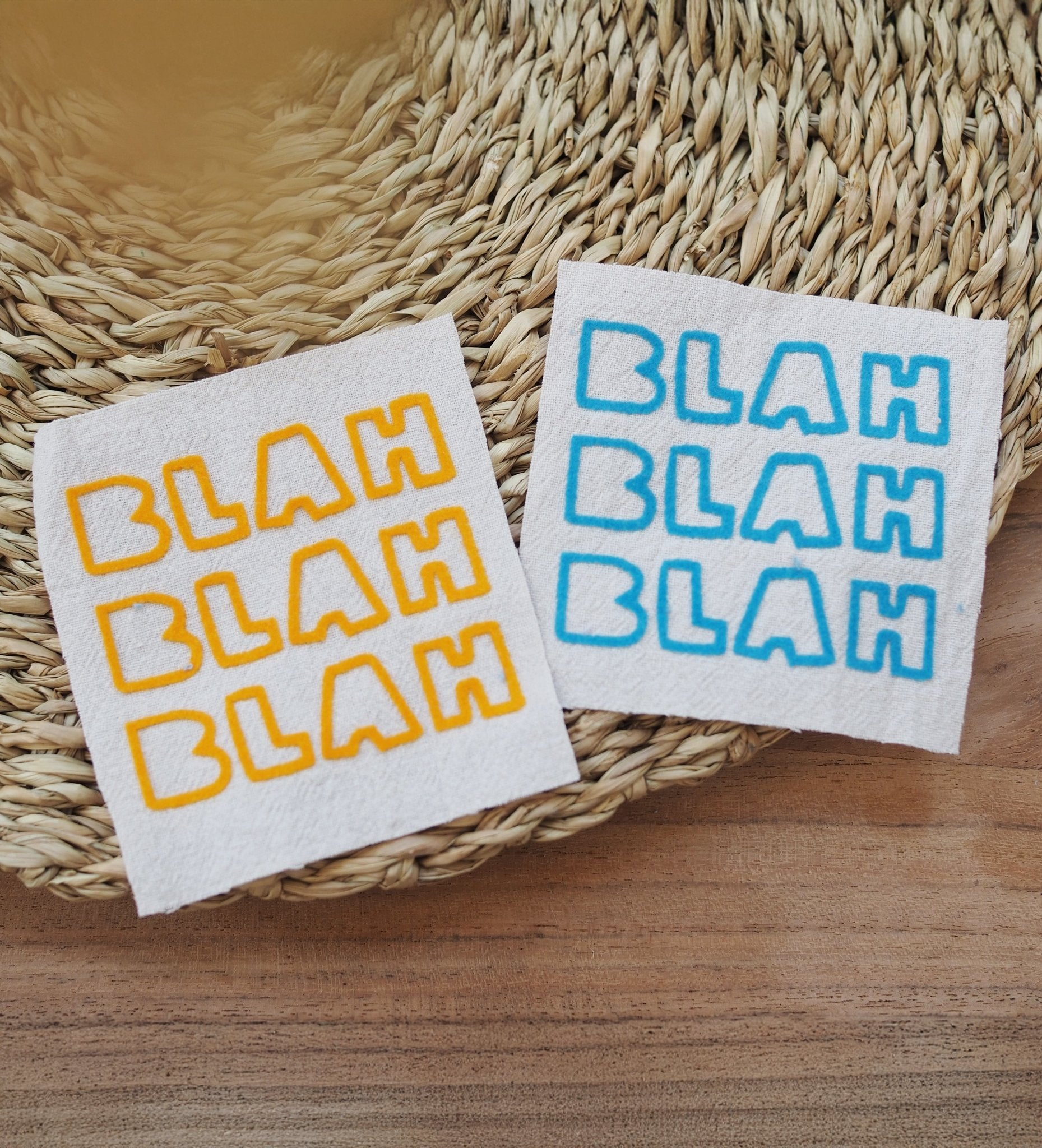 Flock - Patch - blah blah blah *iron - on* - Paul & Clara