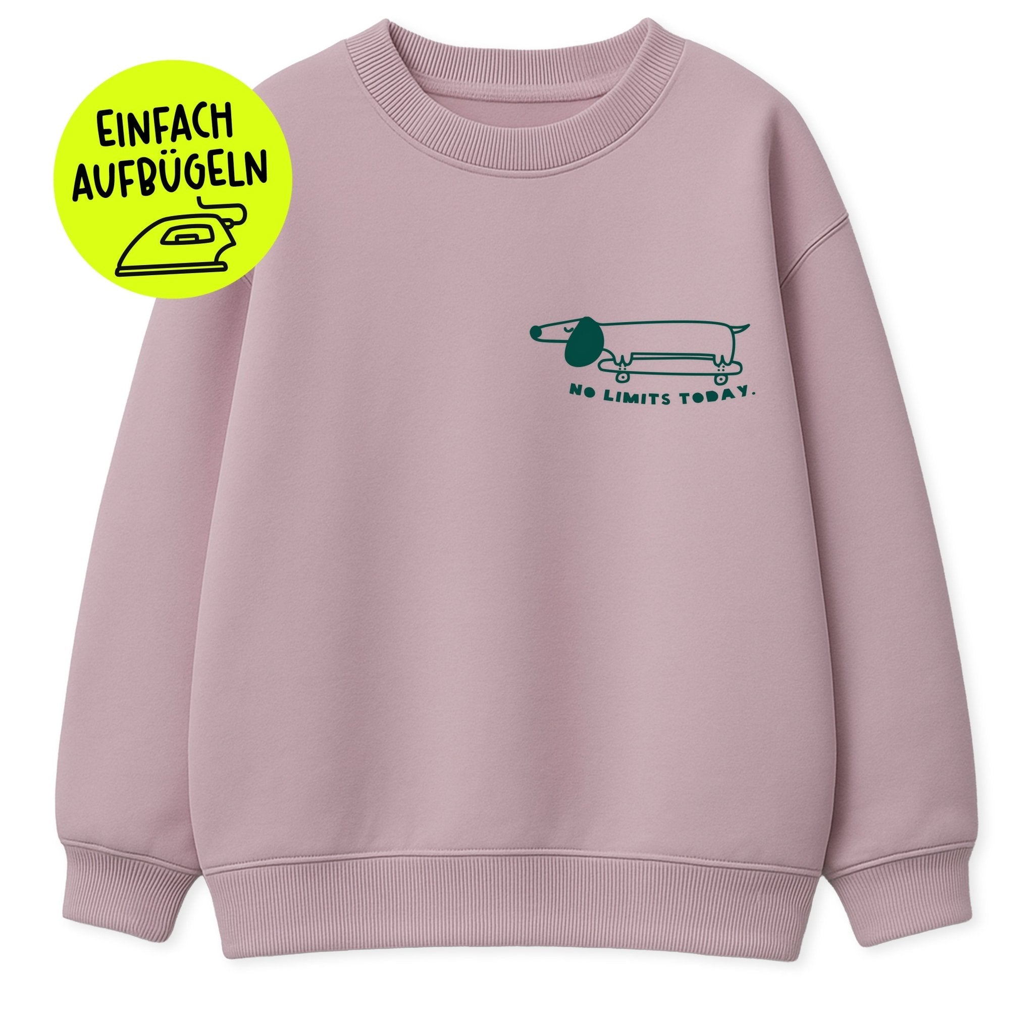 Flock - Patch - Dackel mit Skateboard - Paul & Clara