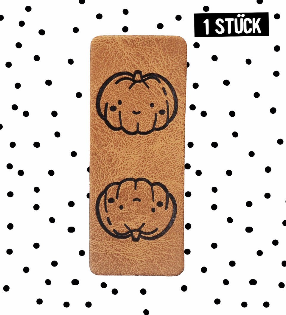 Klapp - Kunstlederlabel - Kürbis - Paul & Clara