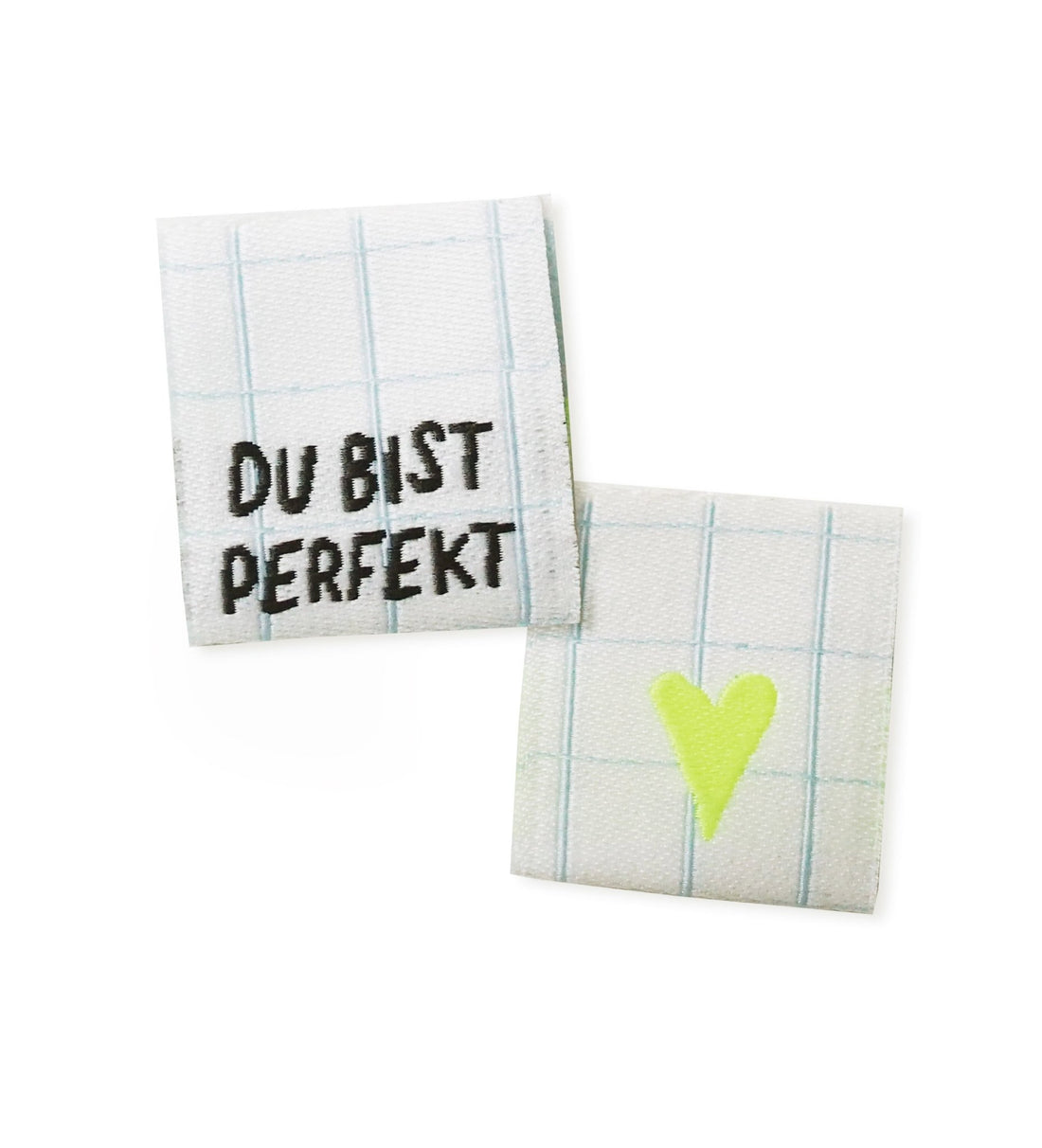 Klapp - Weblabel *du bist perfekt* blau/neongelb - Paul & Clara