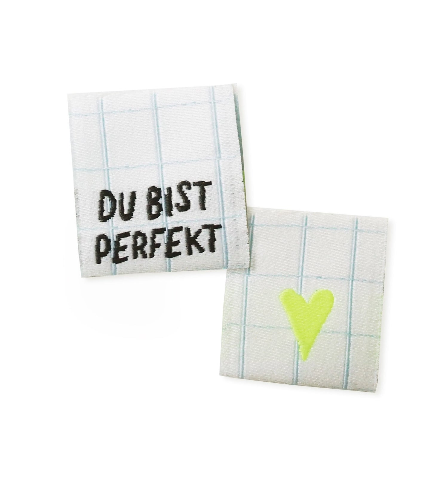 Klapp - Weblabel *du bist perfekt* blau/neongelb - Paul & Clara