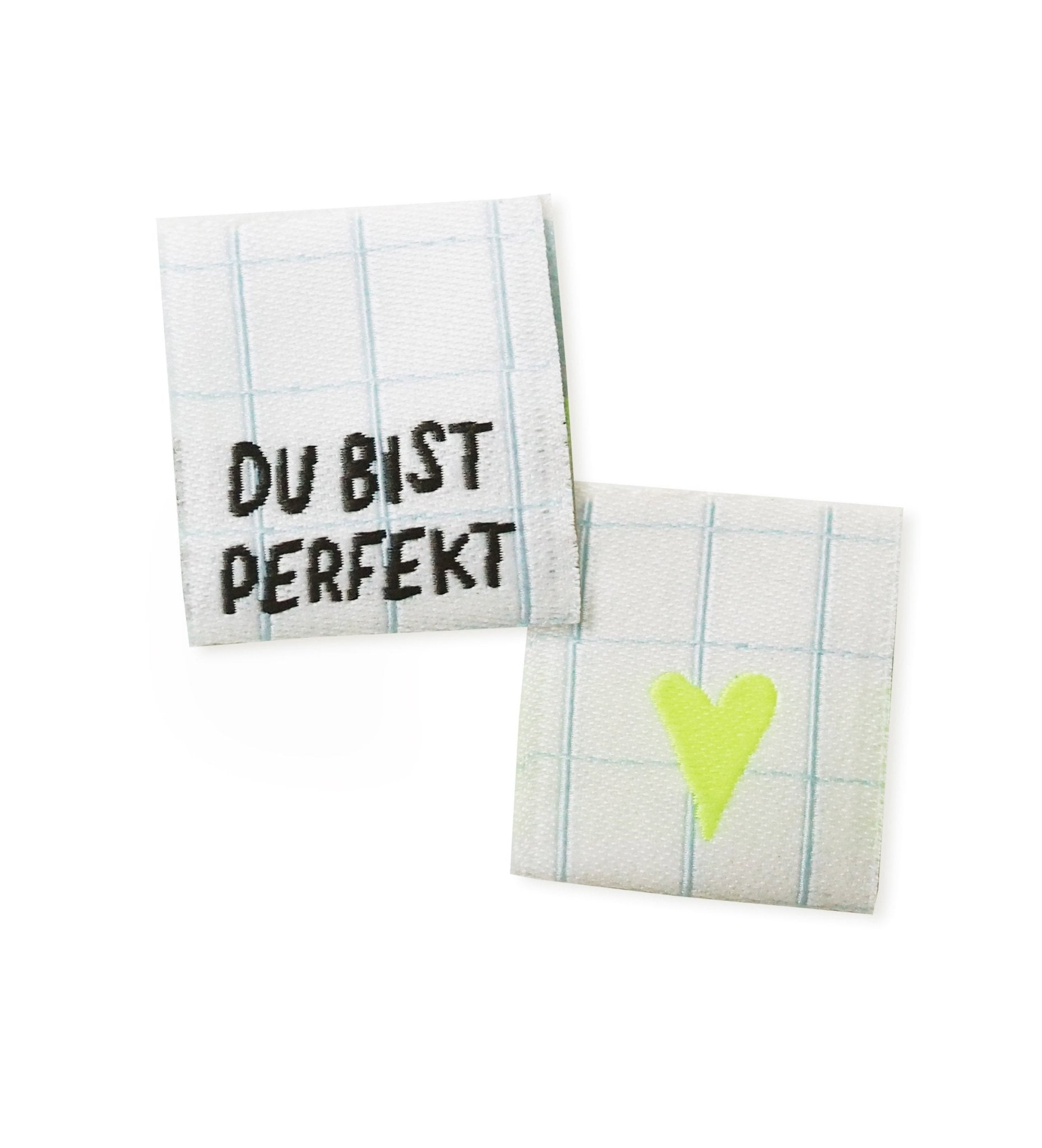 Klapp - Weblabel *du bist perfekt* blau/neongelb - Paul & Clara