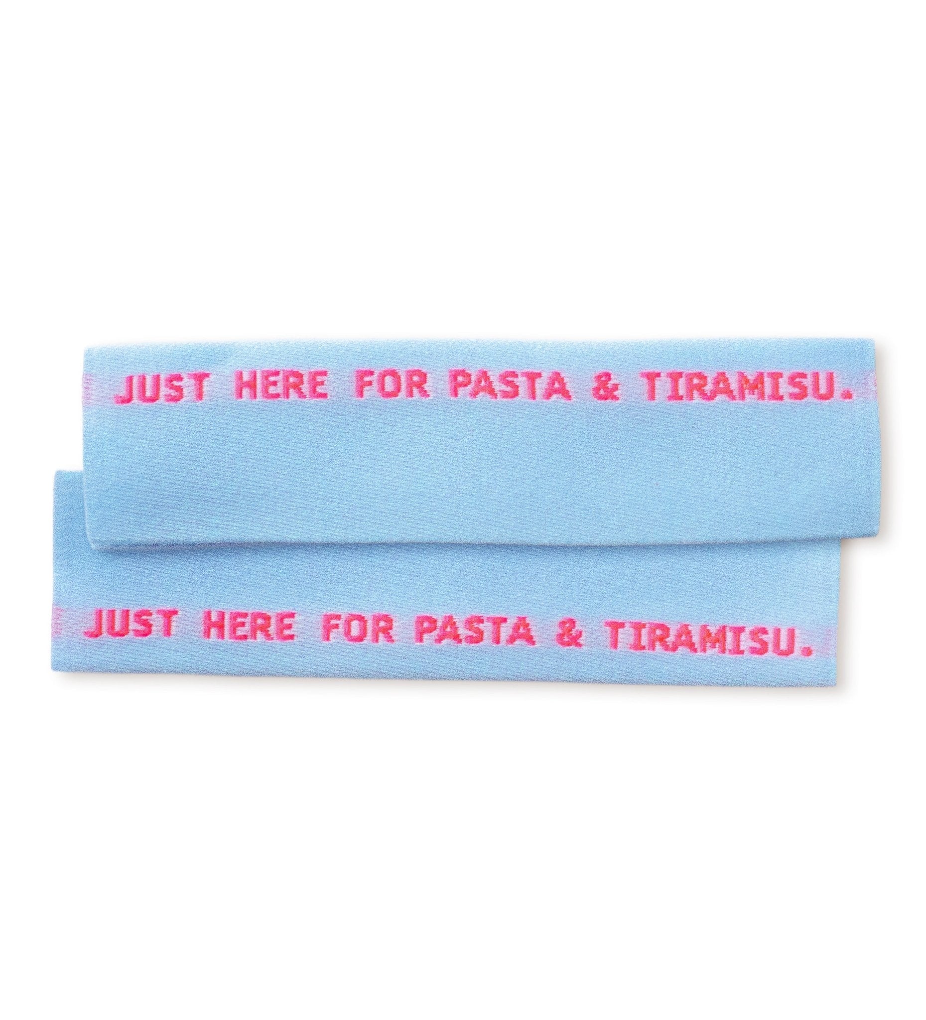 Klapp-Weblabel - just here for pizza & tiramisu - Paul & Clara