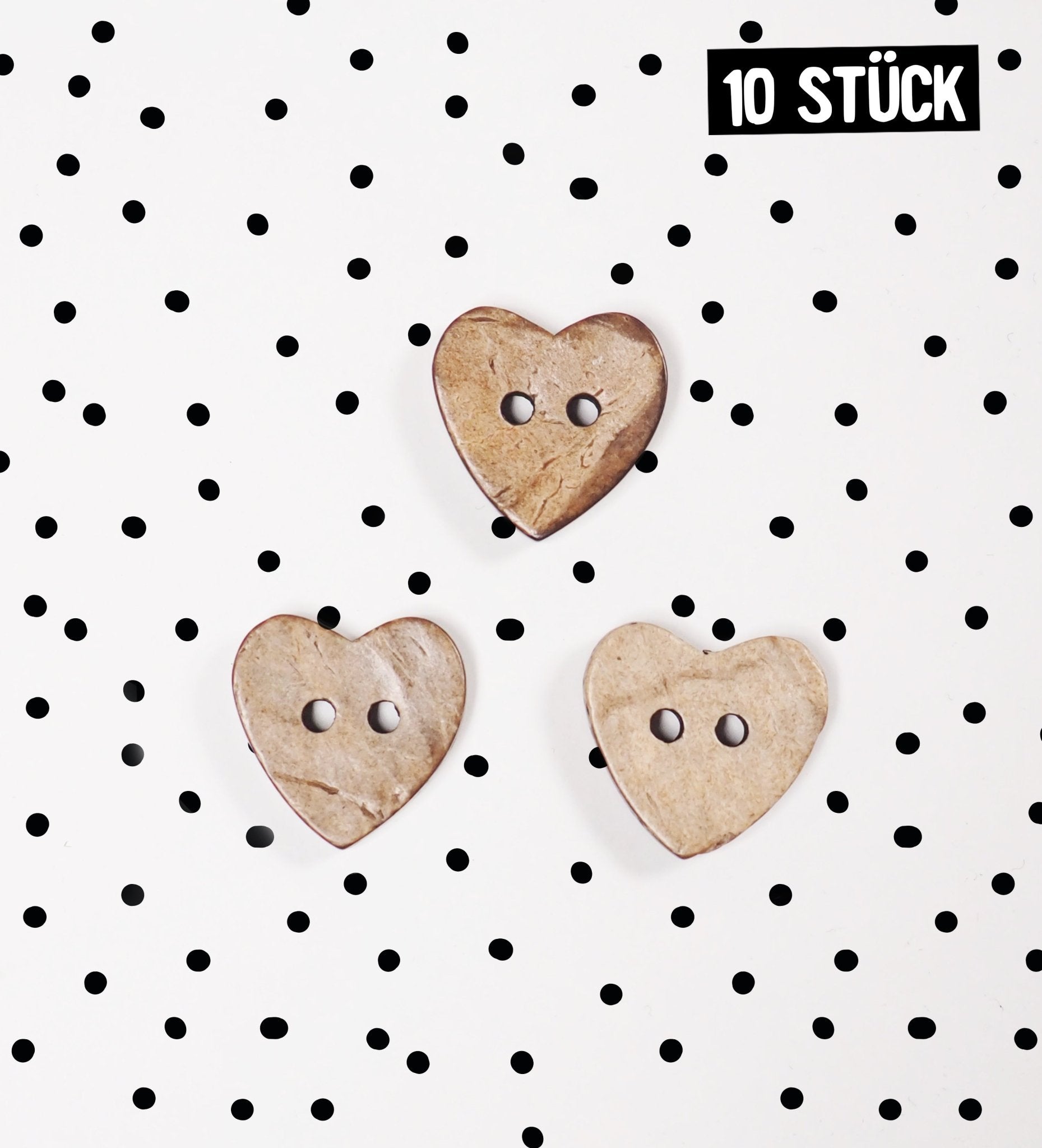 Kokosknöpfe *Herz* - 10 Stück - Paul & Clara