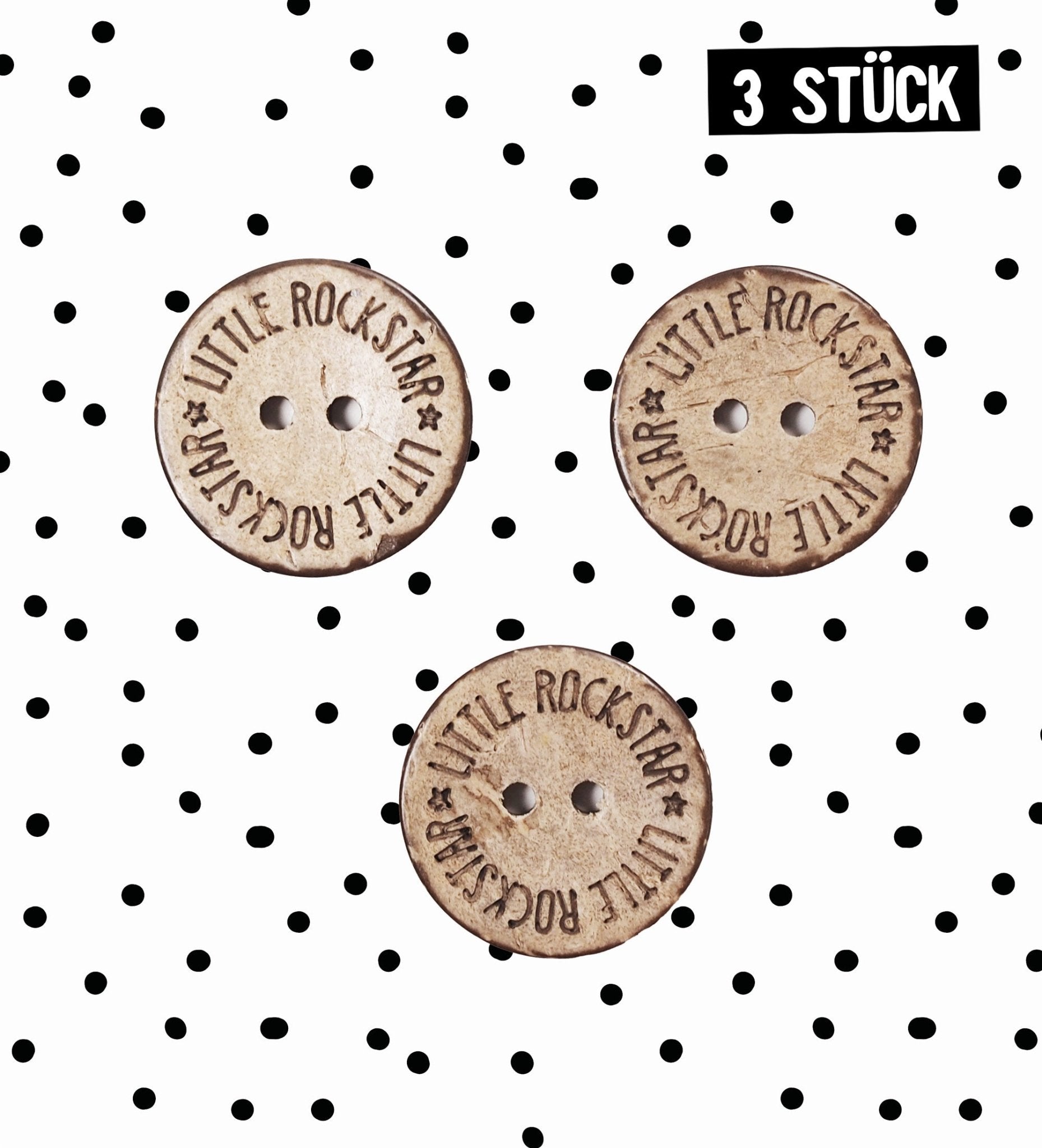 Kokosknöpfe *Little Rockstar* 20 mm - 3 Stück - Paul & Clara