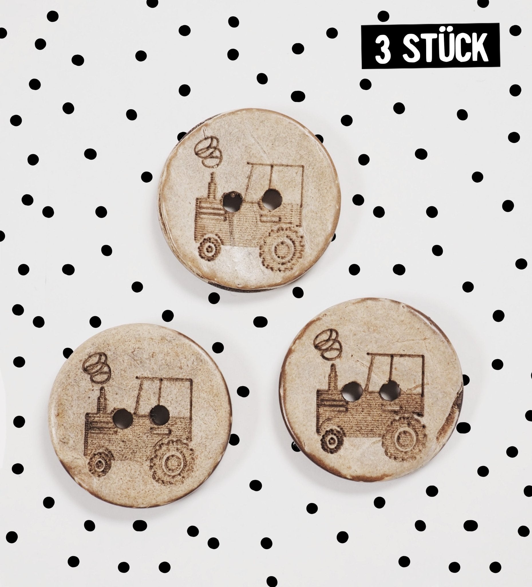 Kokosknöpfe *Traktor* 20 mm - 3 Stück - Paul & Clara