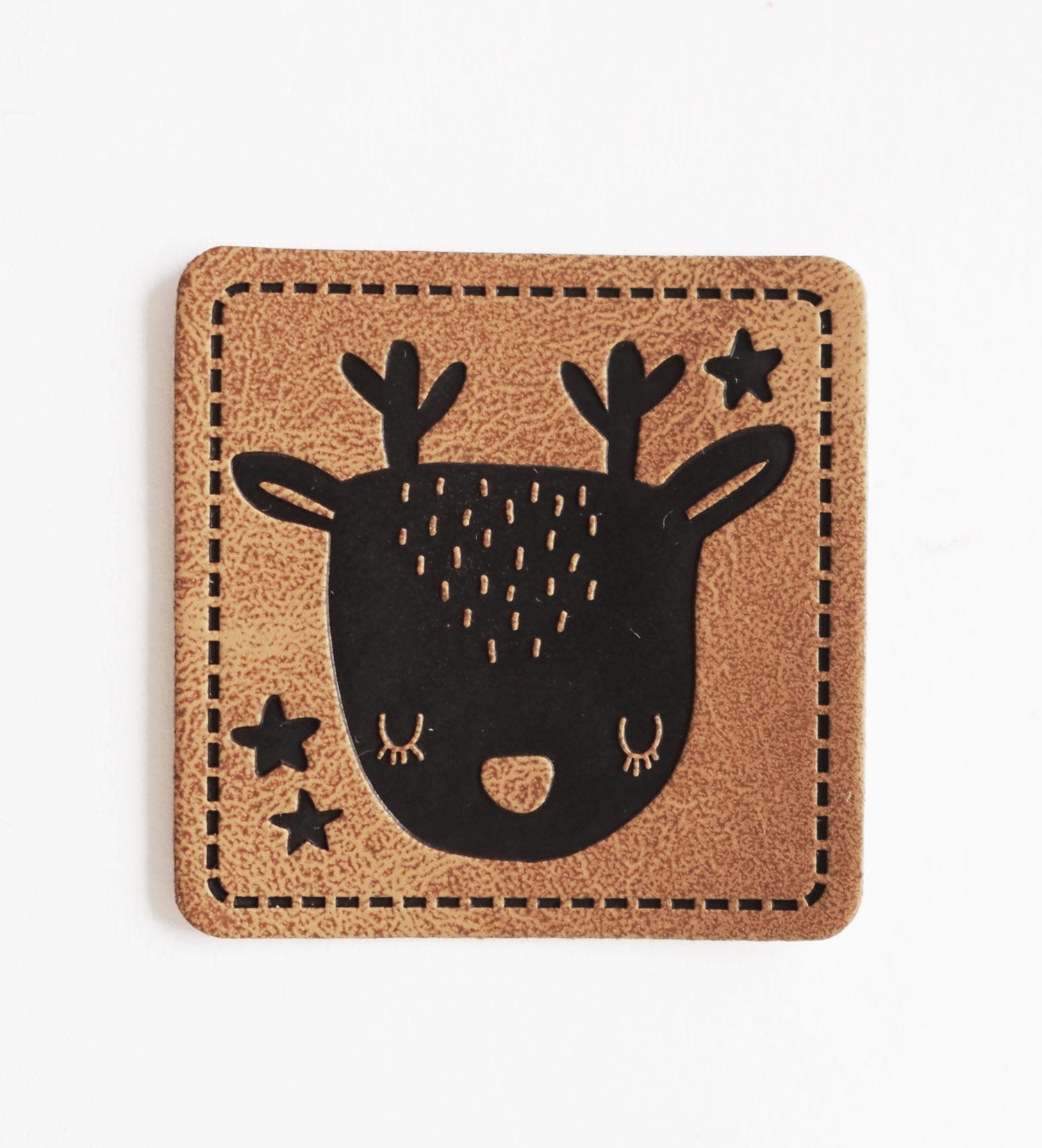 Kunstlederlabel - 2 - in - 1 Rentier/Vogel *iron - on* - Paul & Clara