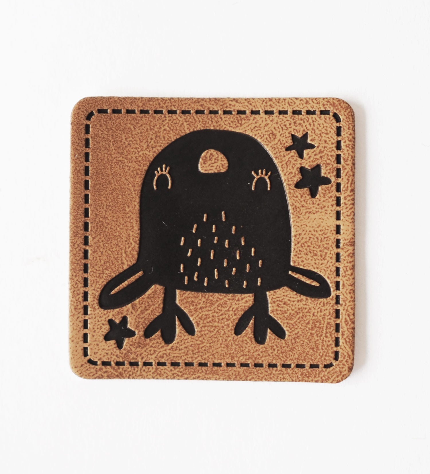 Kunstlederlabel - 2 - in - 1 Rentier/Vogel *iron - on* - Paul & Clara