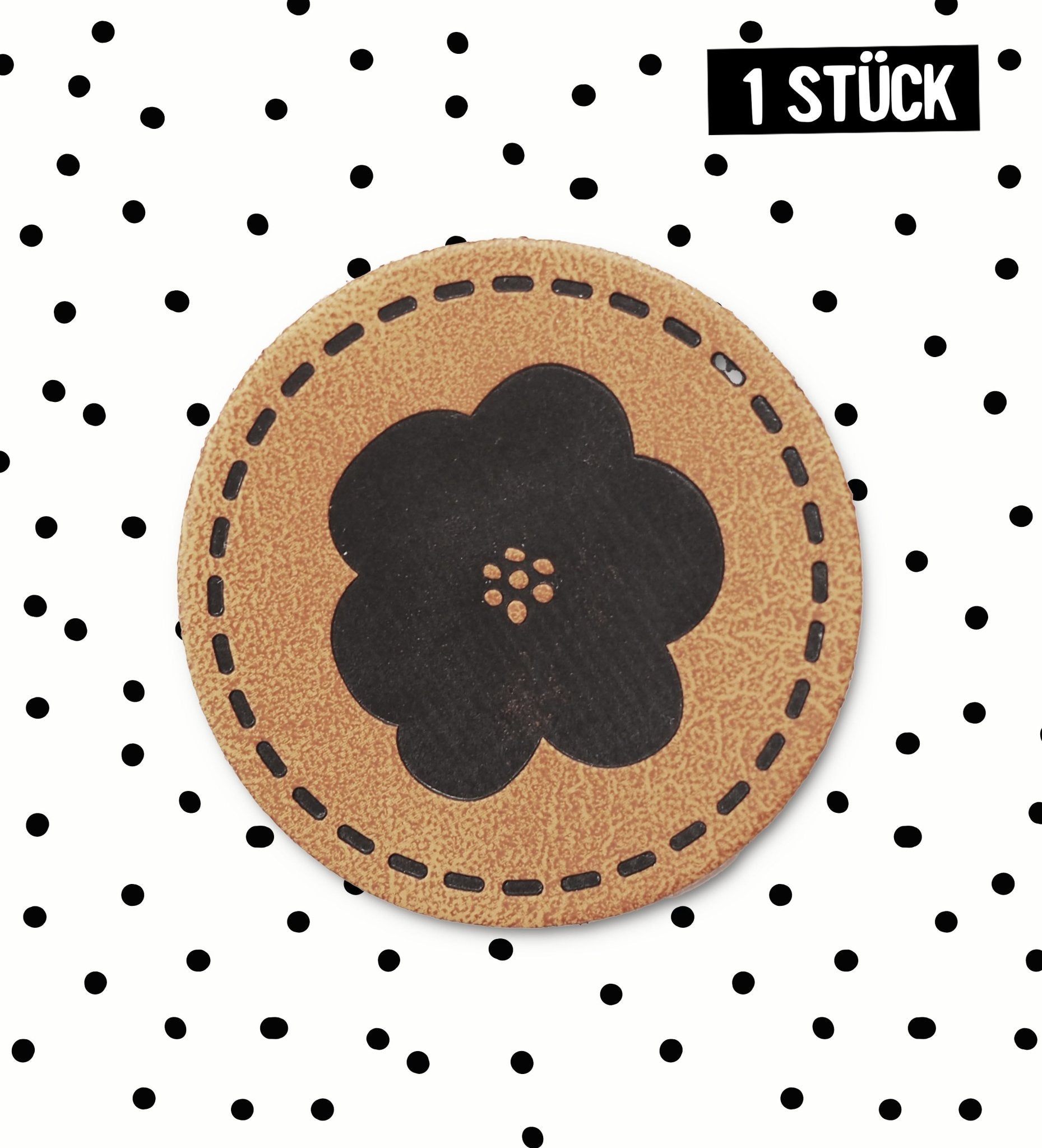 Kunstlederlabel - Blume Rund *iron - on* - Paul & Clara