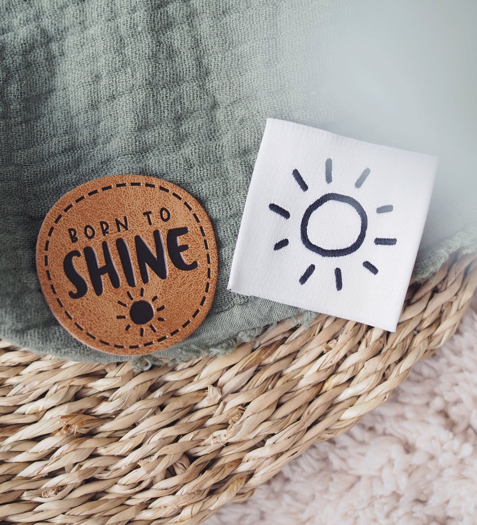 Kunstlederlabel - born to shine *iron - on* - Paul & Clara