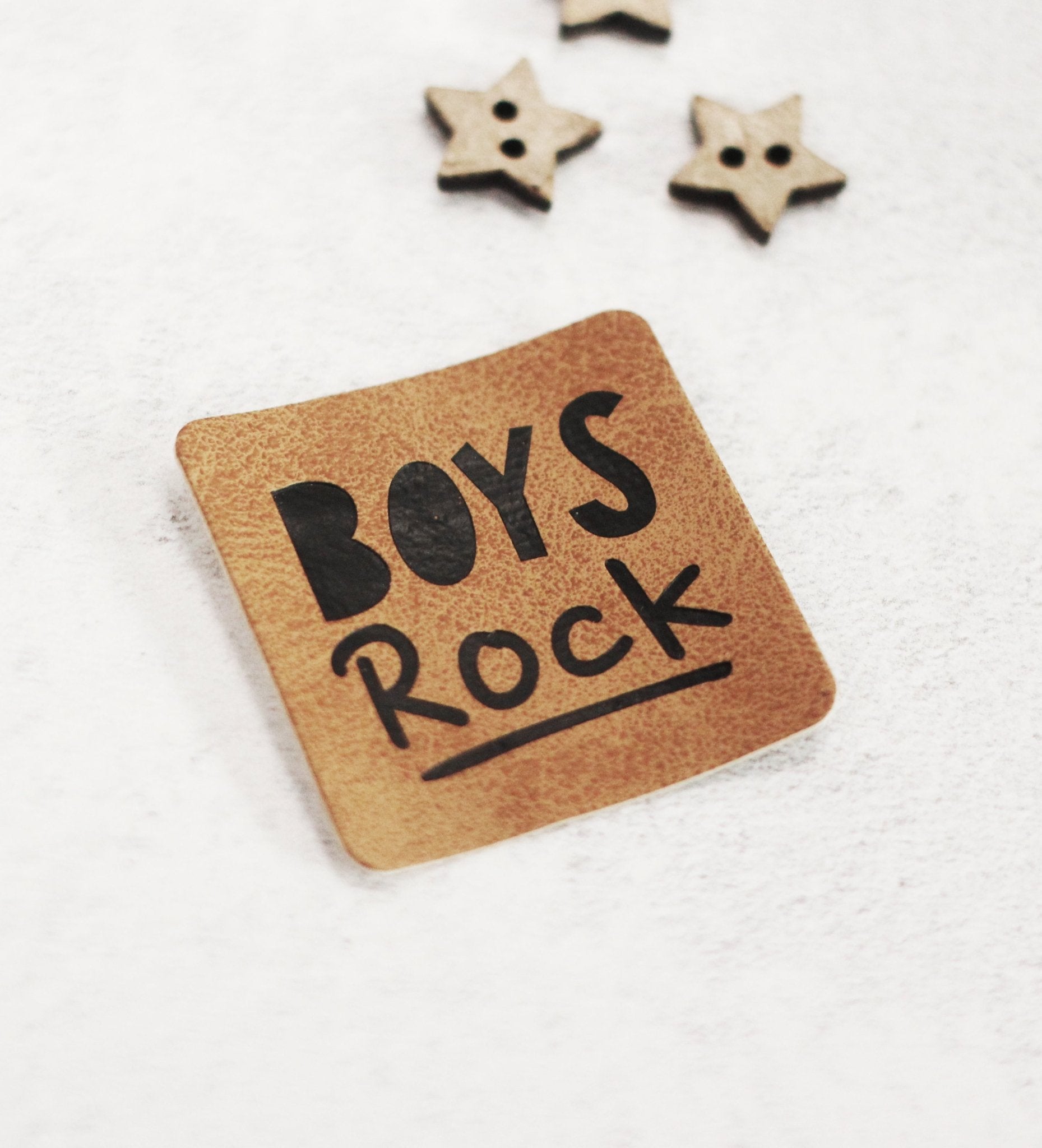 Kunstlederlabel - boys rock *iron - on* - Paul & Clara
