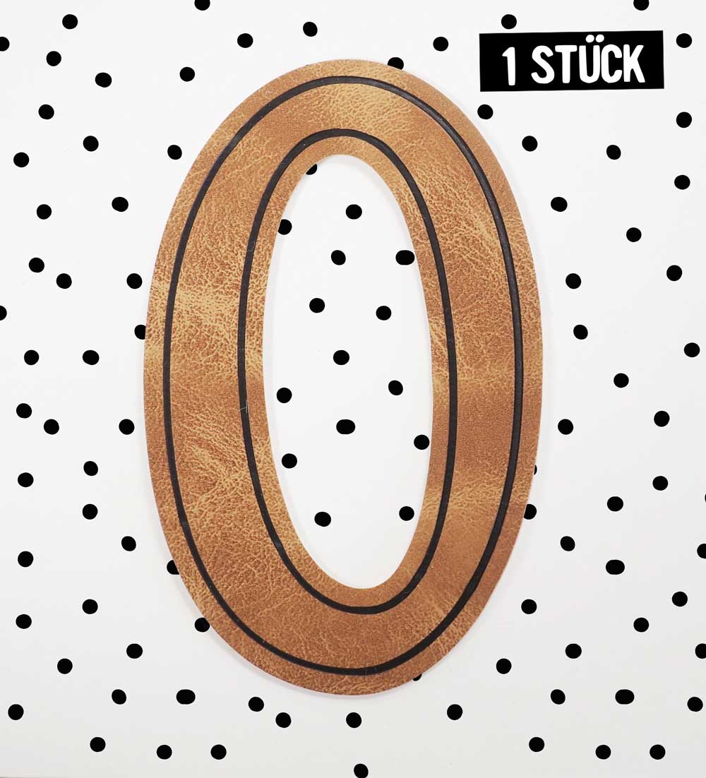 Kunstlederlabel - Geburtstagszahl 0 *iron - on* - Paul & Clara