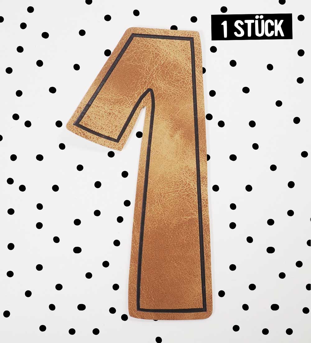 Kunstlederlabel - Geburtstagszahl 1 *iron - on* - Paul & Clara