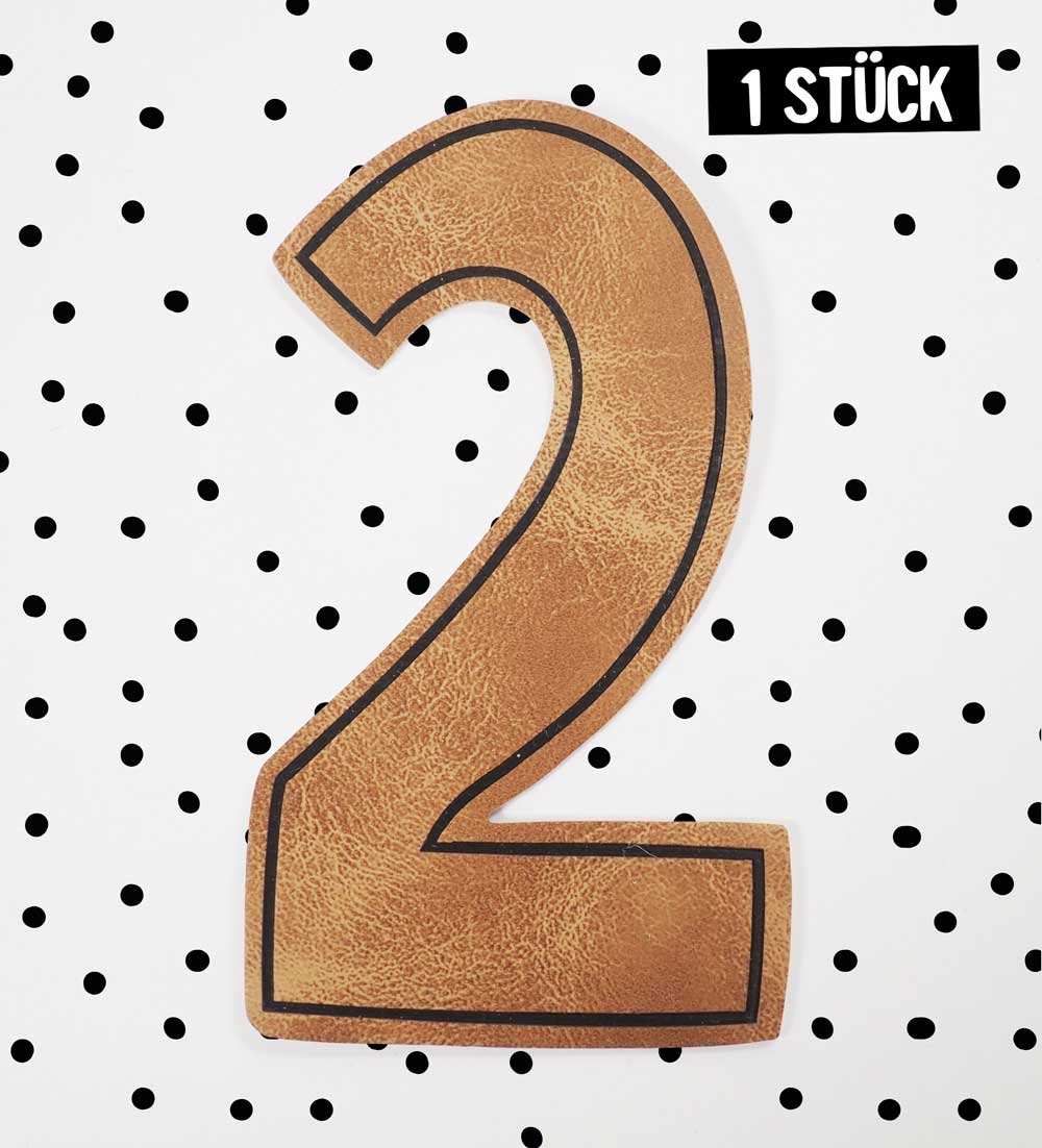 Kunstlederlabel - Geburtstagszahl 2 *iron - on* - Paul & Clara