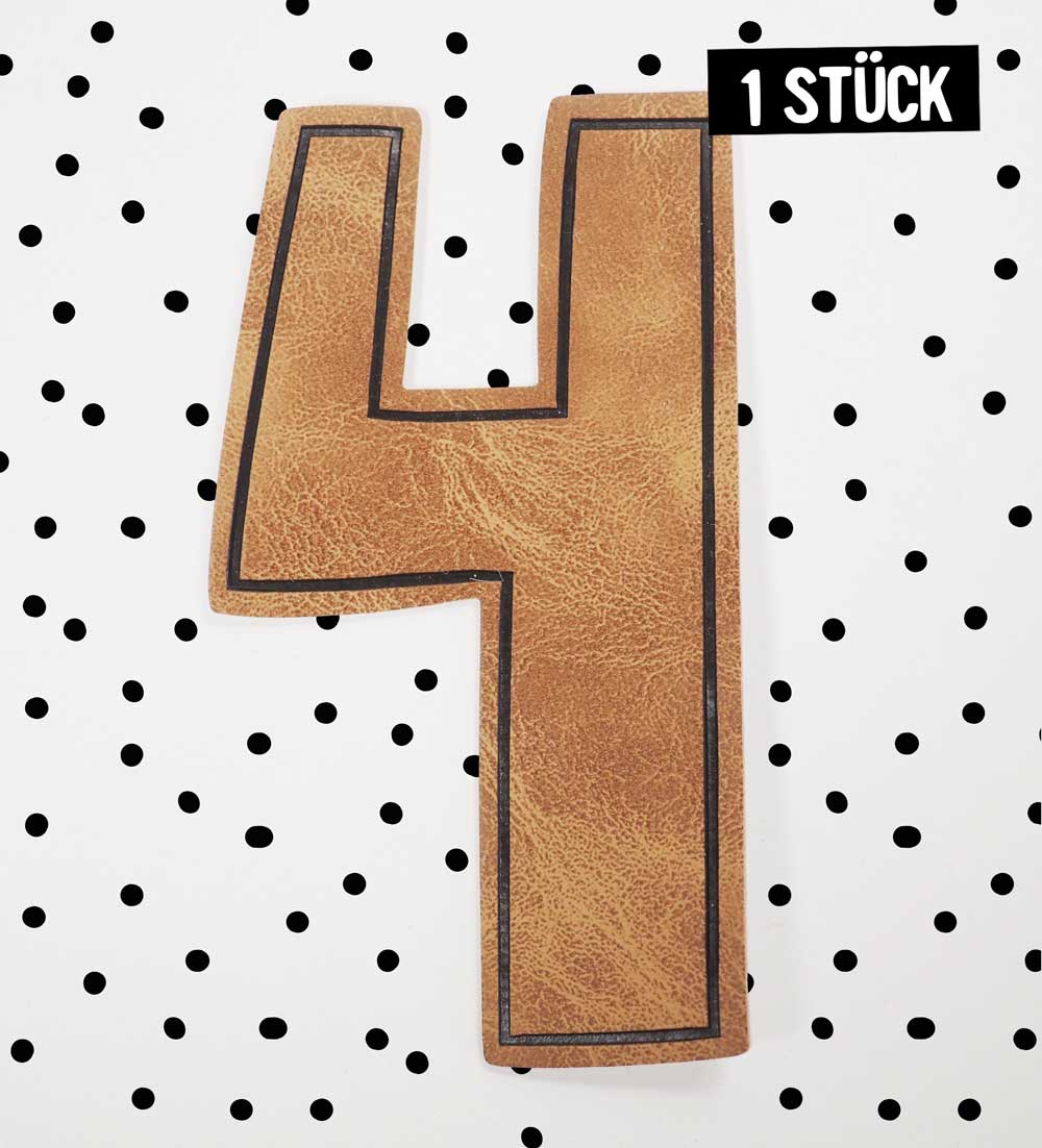 Kunstlederlabel - Geburtstagszahl 4 *iron - on* - Paul & Clara