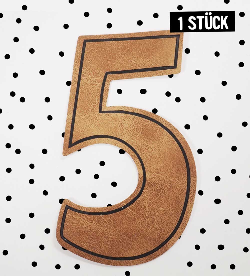 Kunstlederlabel - Geburtstagszahl 5 *iron - on* - Paul & Clara