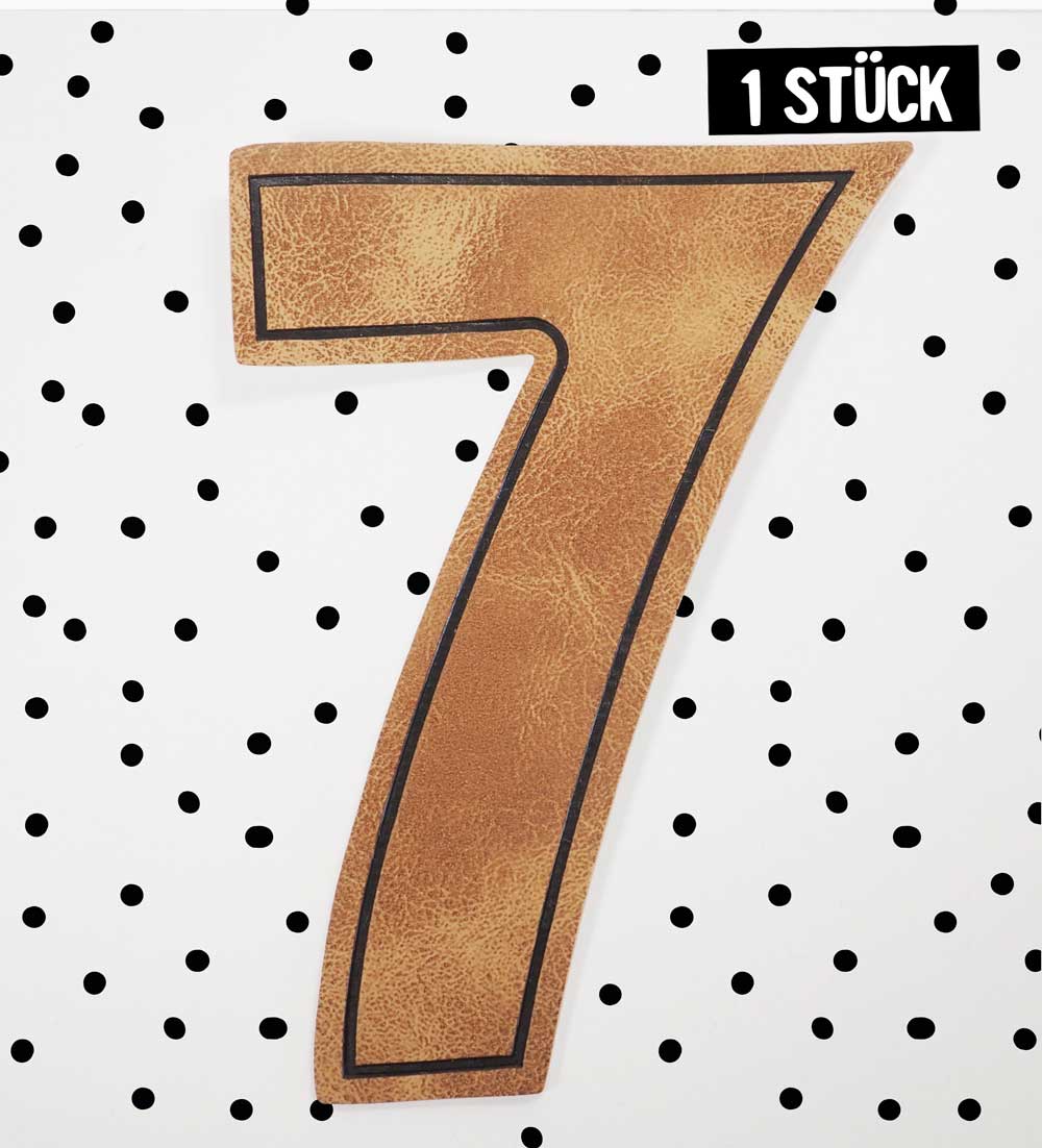 Kunstlederlabel - Geburtstagszahl 7 *iron - on* - Paul & Clara