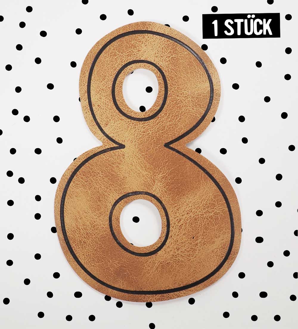 Kunstlederlabel - Geburtstagszahl 8 *iron - on* - Paul & Clara