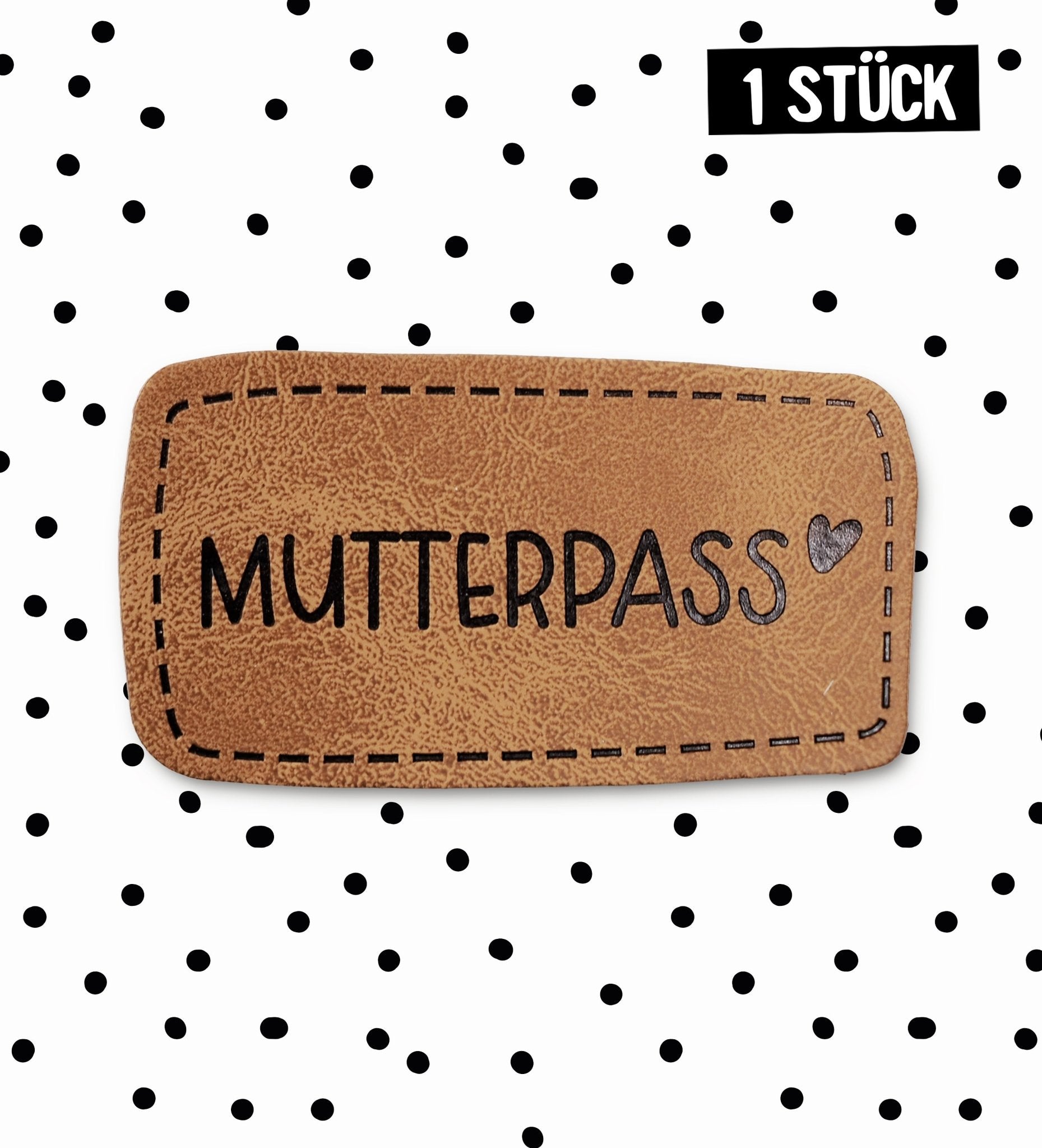 Kunstlederlabel - Mutterpass *iron - on* - Paul & Clara