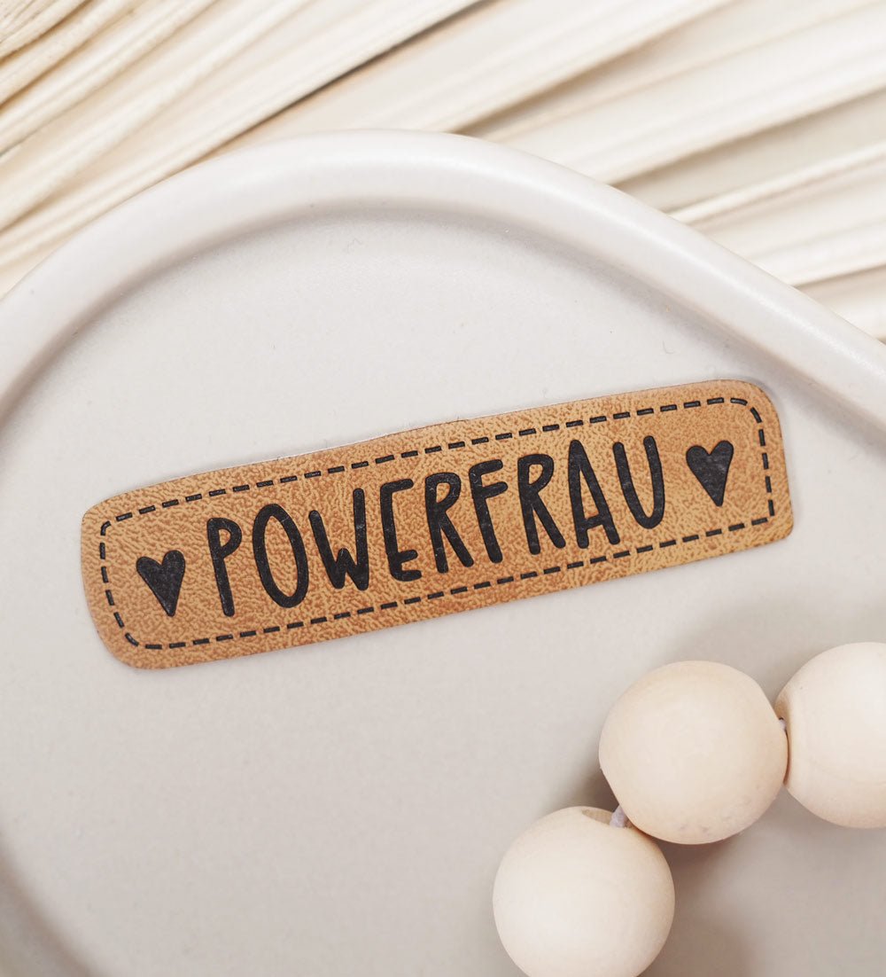 Kunstlederlabel - powerfrau *iron - on* - Paul & Clara