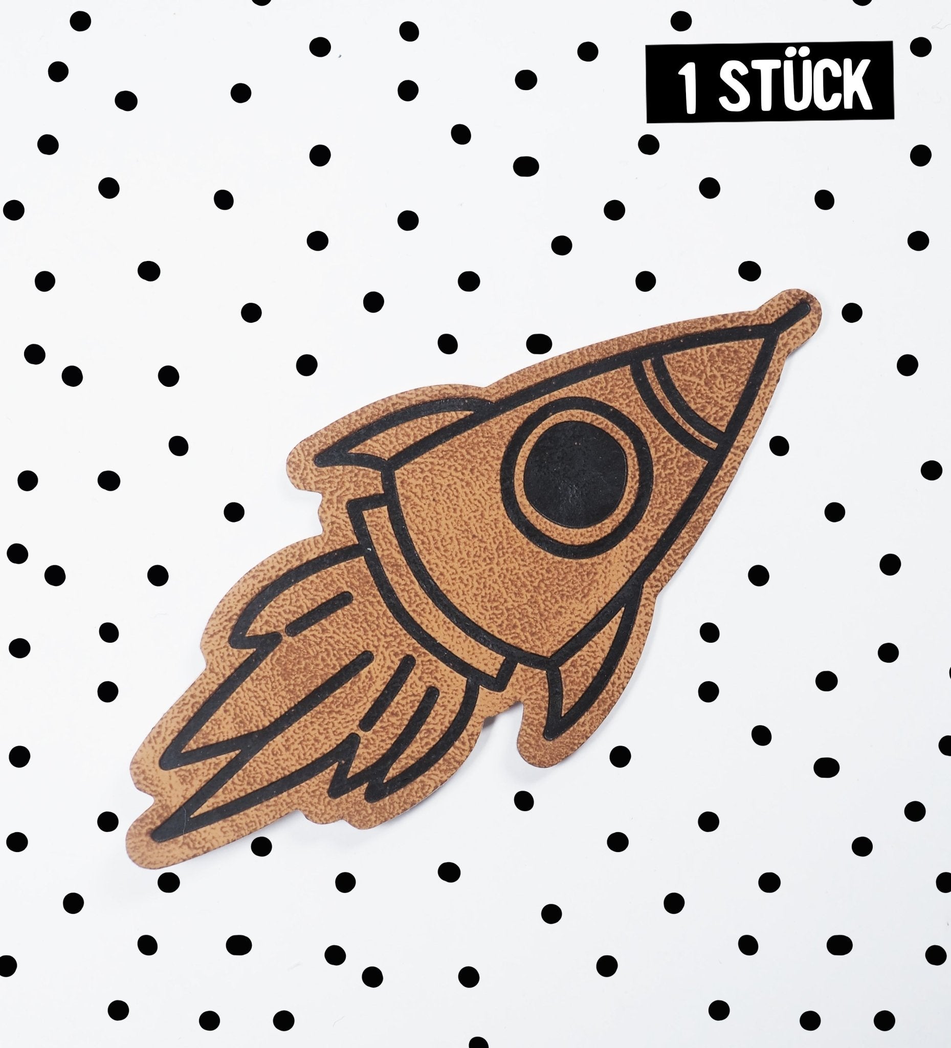 Kunstlederlabel - *Rakete* iron - on* - Paul & Clara