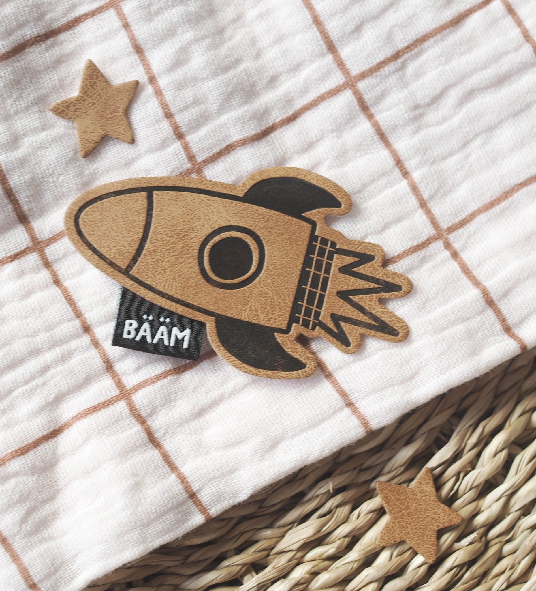 Kunstlederlabel - Rakete *iron - on* - Paul & Clara