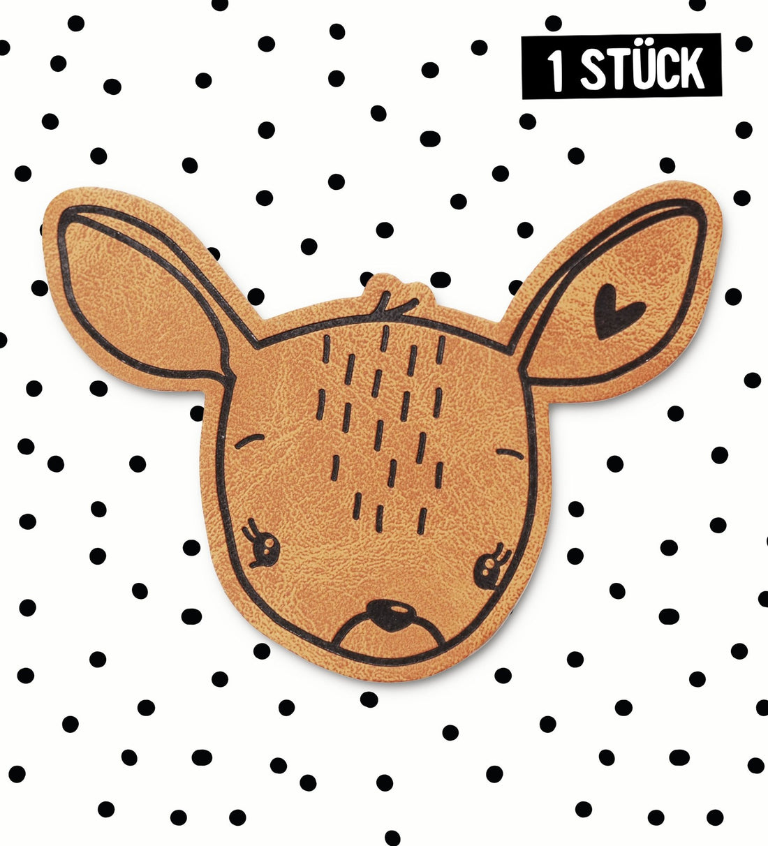Kunstlederlabel - Reh Babs Herz *iron - on* - Paul & Clara