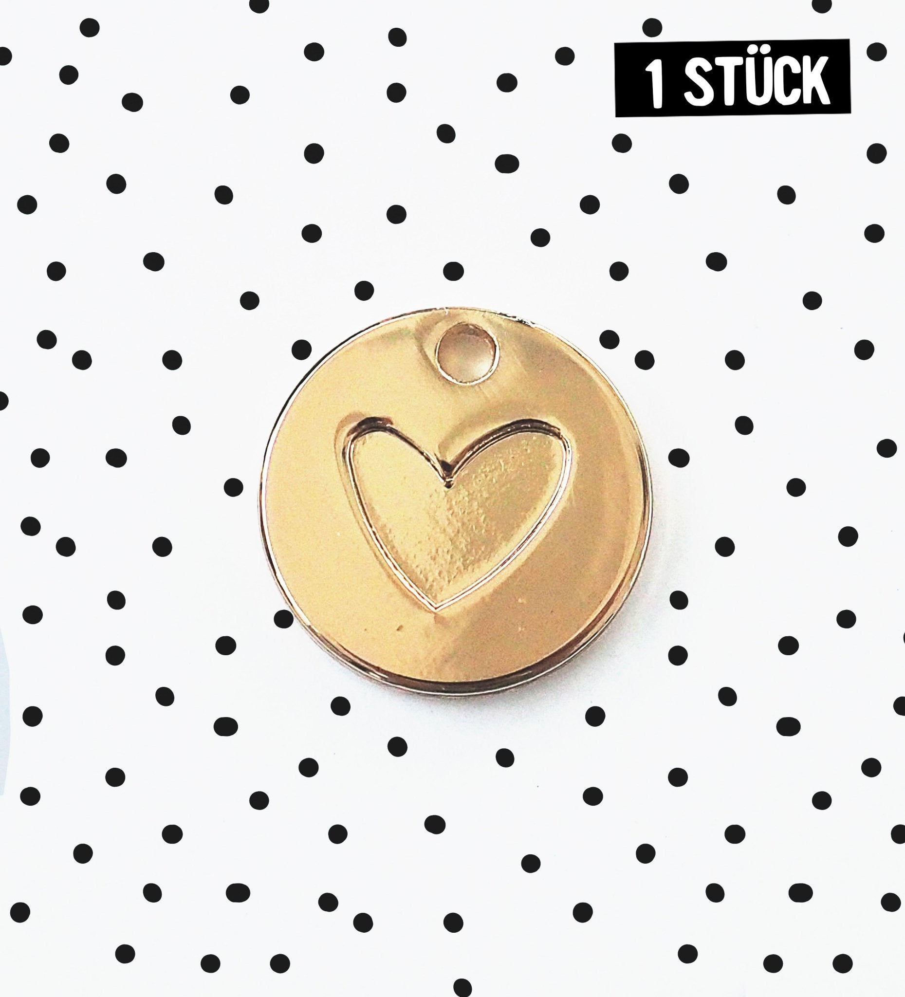 Metall Label Anhänger - Herz *gold* - 1,5 cm - Paul & Clara