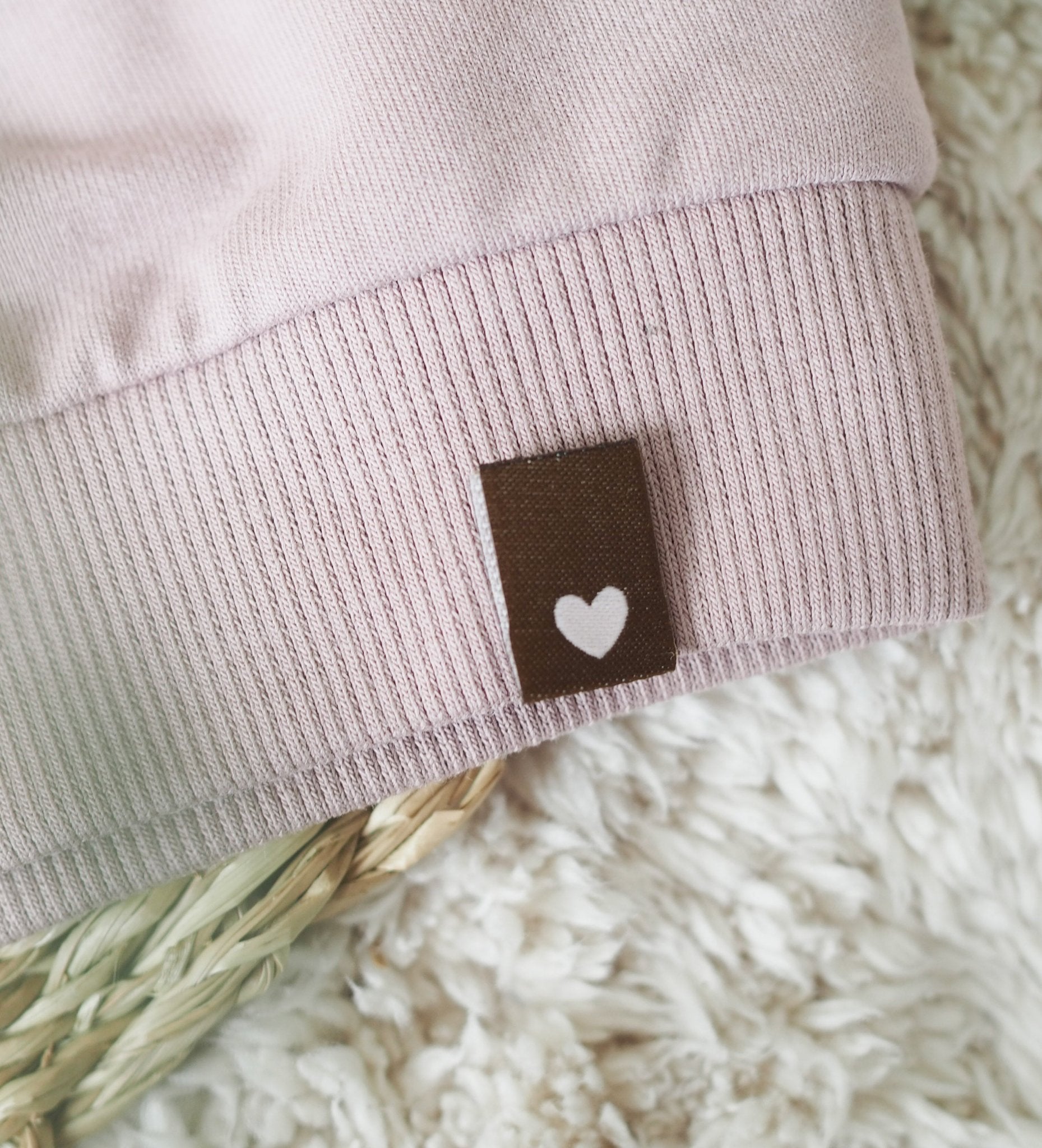 Mini - Klapp - Weblabel *Herzen Braun/Rosa* - 3er - Set - Paul & Clara