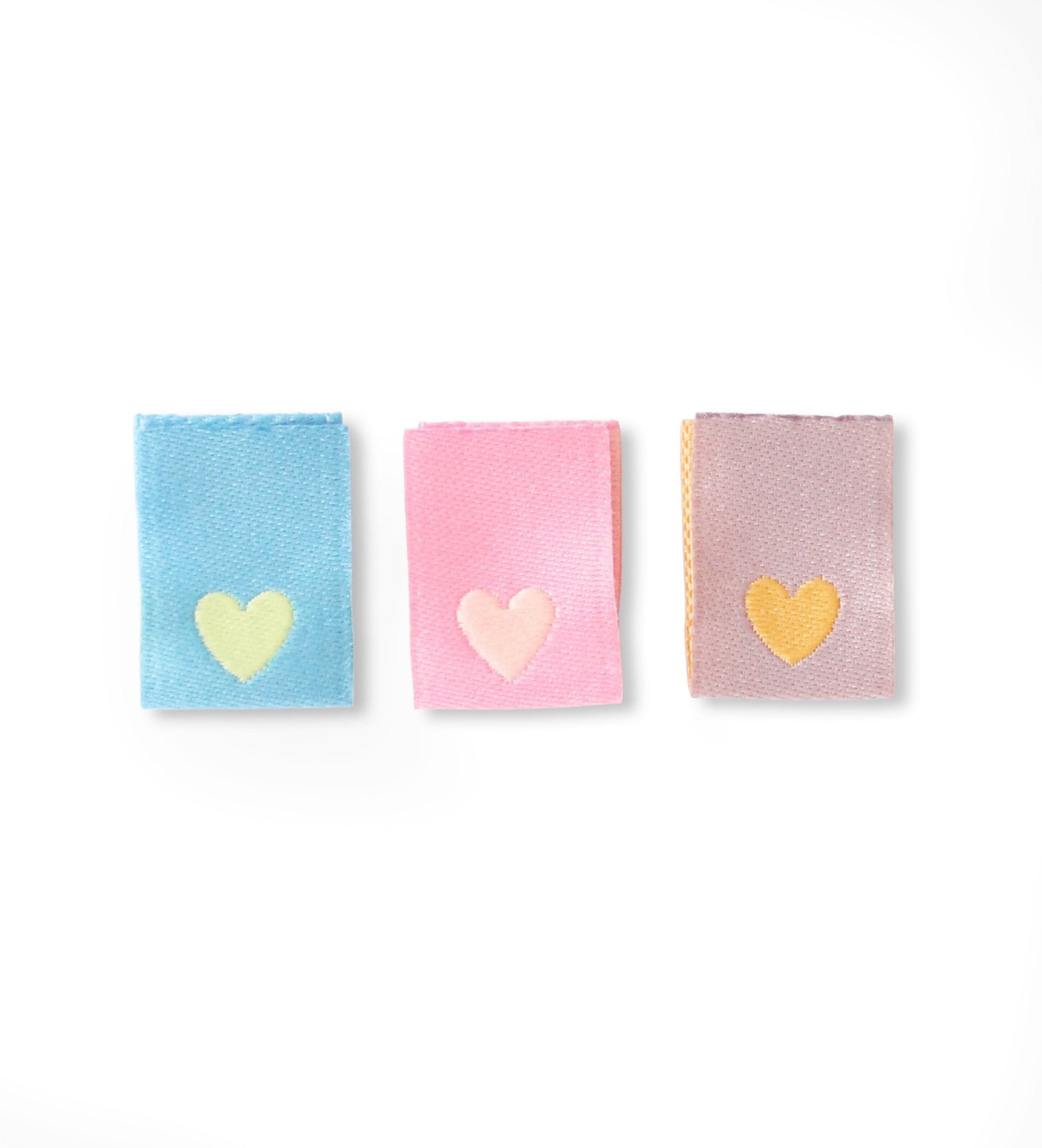 Mini - Klapp - Weblabel *Herzen Pink/Blau/Lila* - 3er - Set - Paul & Clara