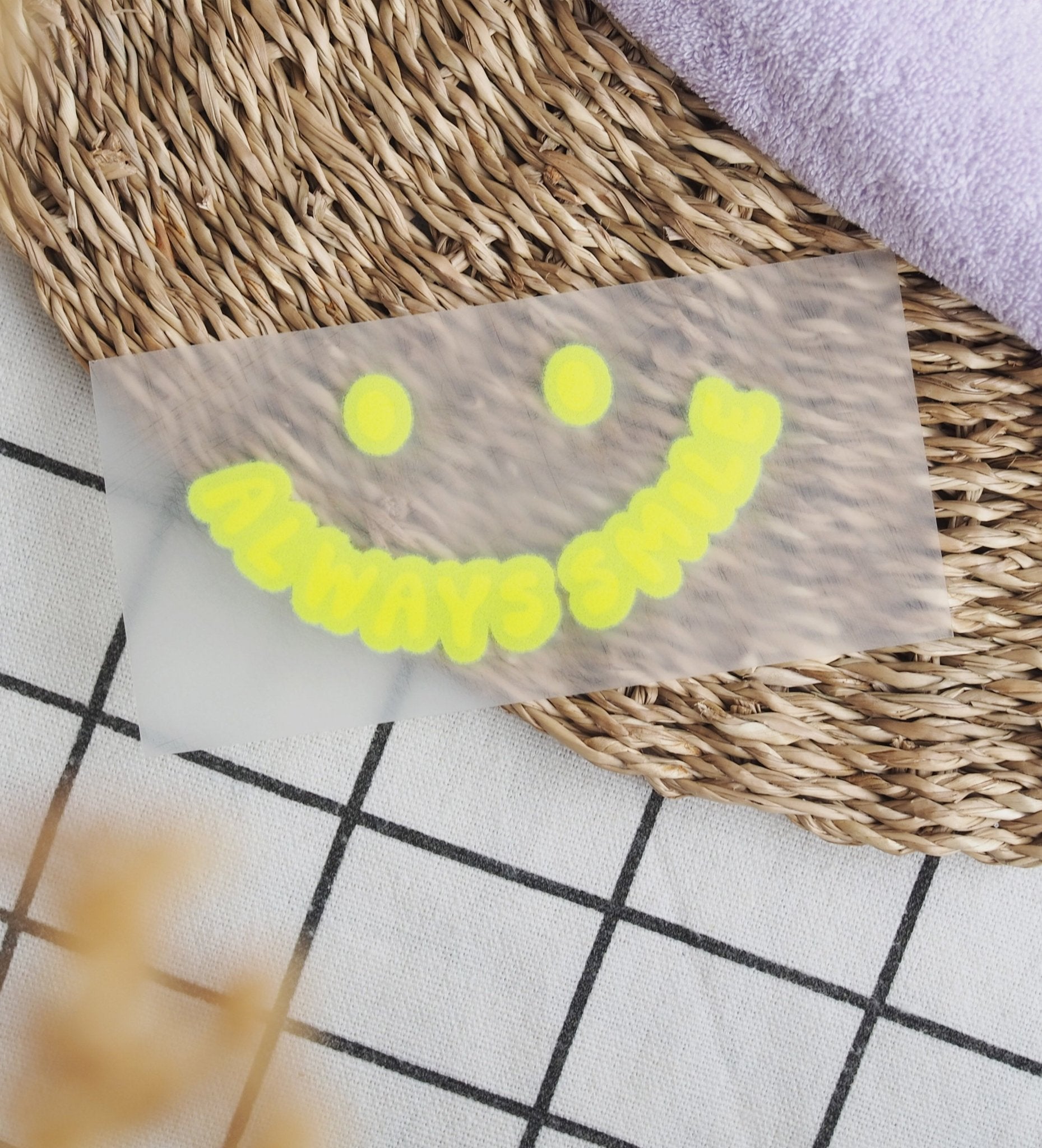 NEU! Flock - Patch - always smile *iron - on* - Paul & Clara