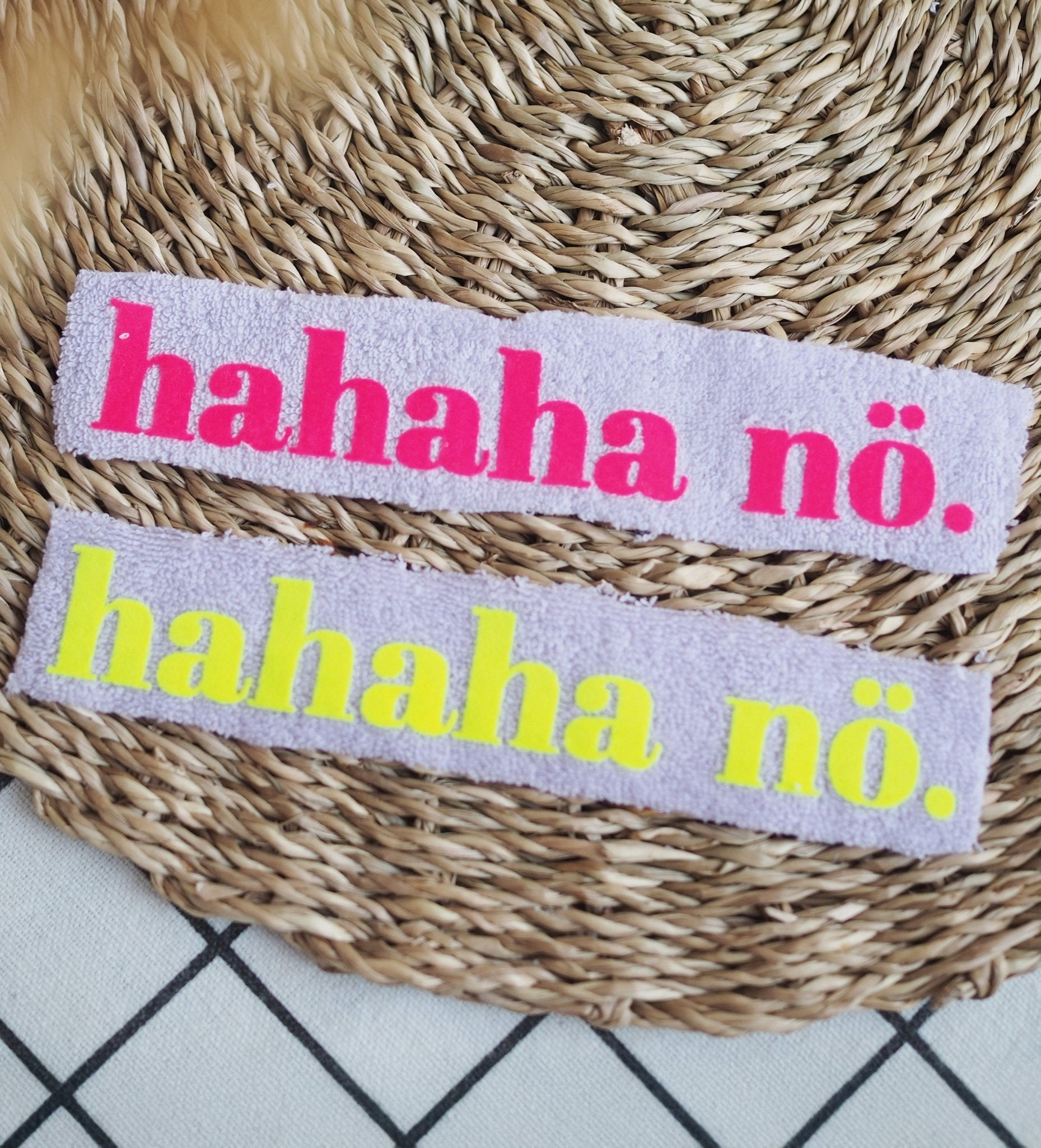 NEU! XL Flock - Patch - hahaha nö *iron - on* - Paul & Clara