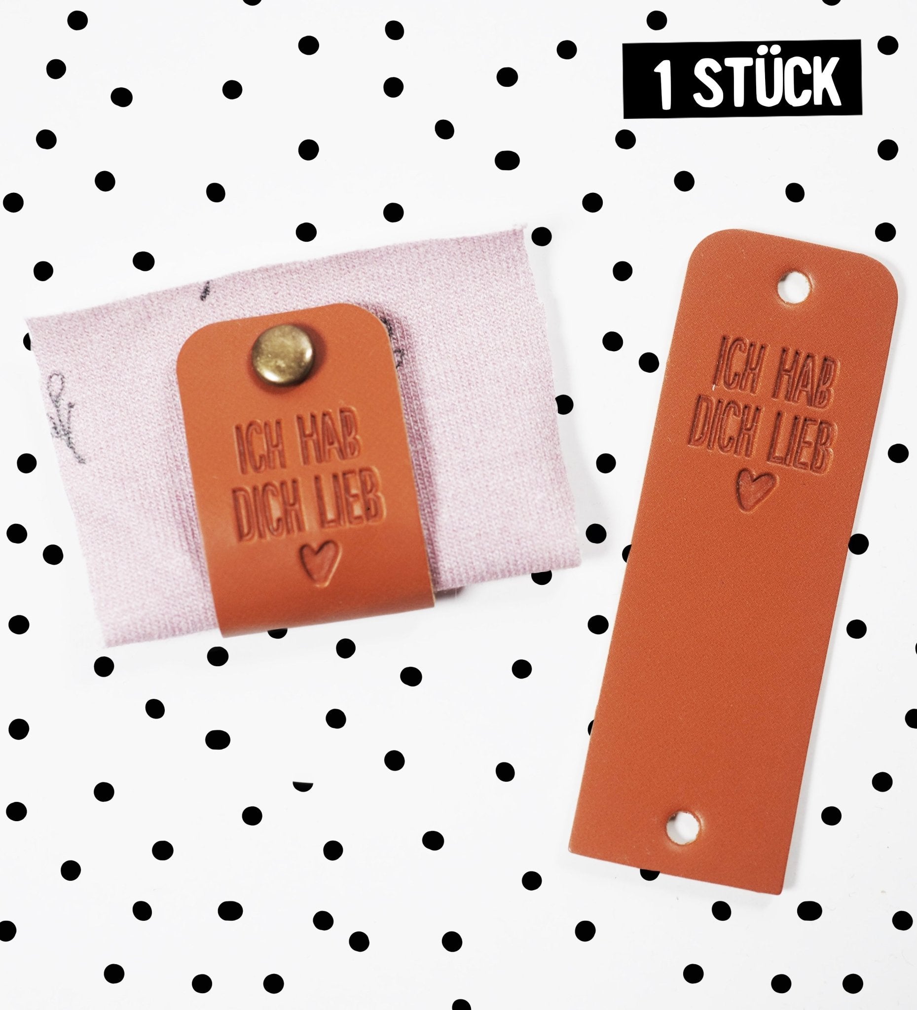 Nieten - Klapplabel - Ich hab dich lieb - *iron - on* - Paul & Clara