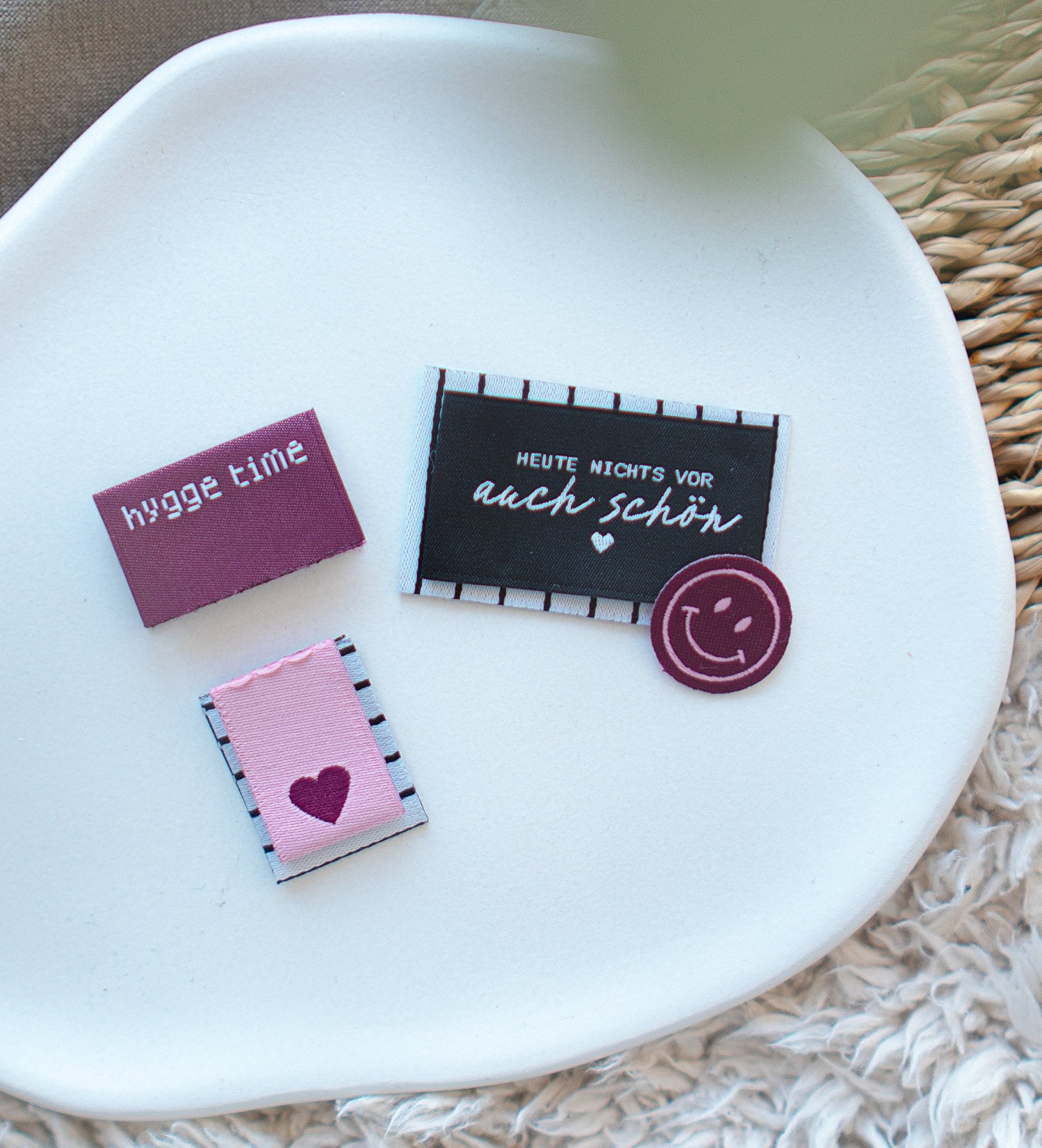 Patch - mini smile - 2er Pack - Bordeaux/Rosa *iron - on* - Paul & Clara