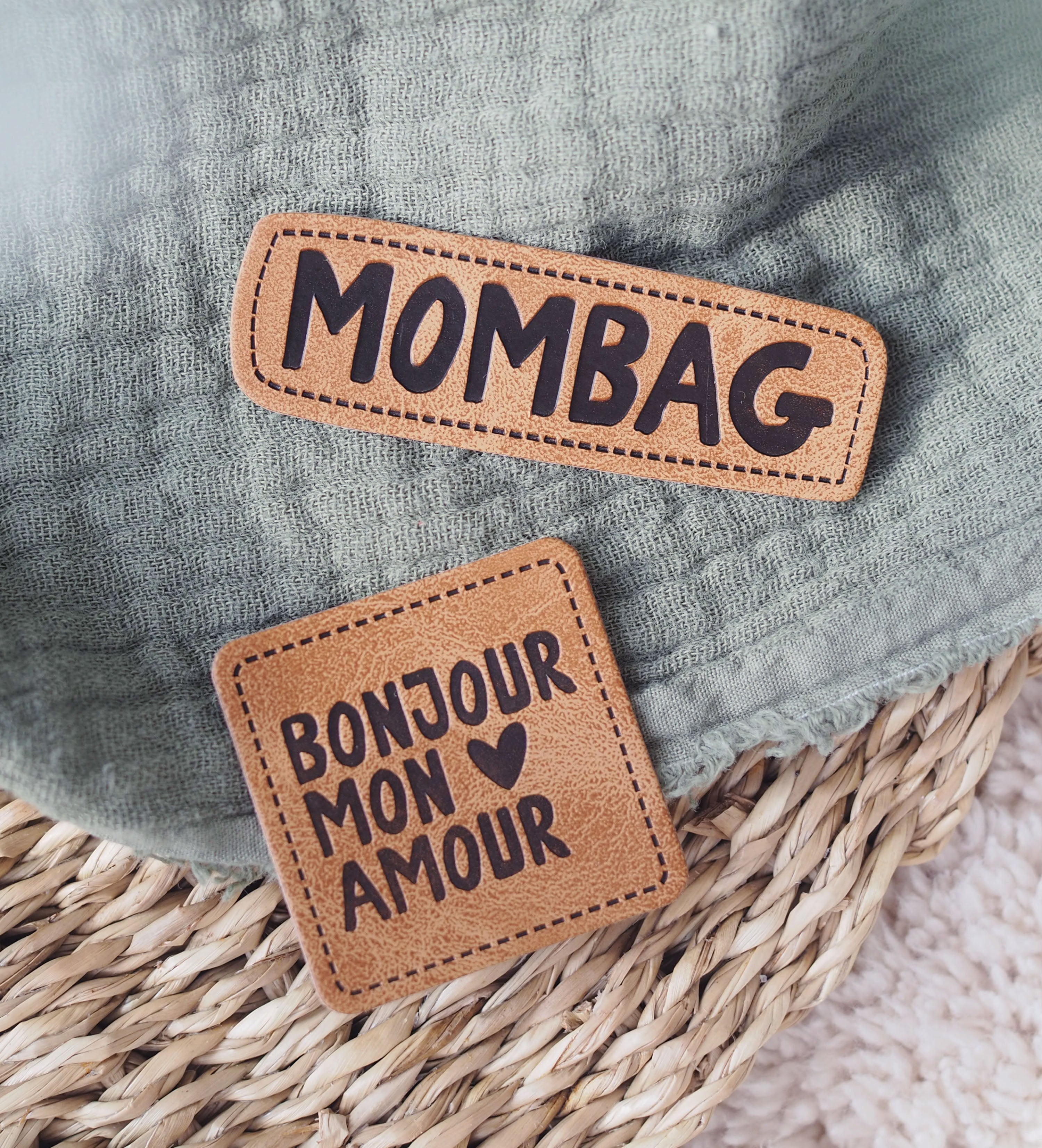 Kunstlederlabel - mombag *iron-on*