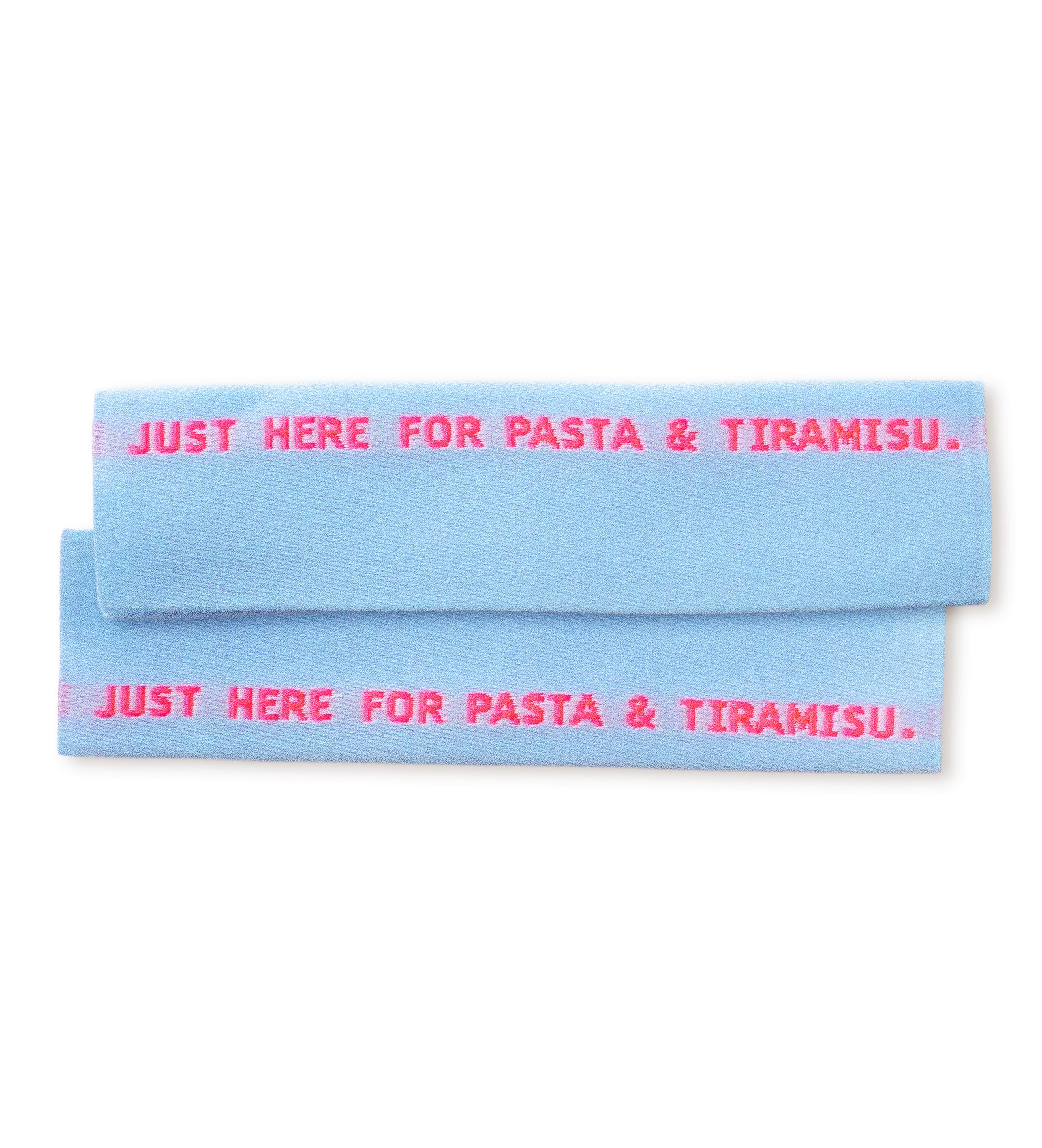 Klapp-Weblabel - just here for pizza & tiramisu