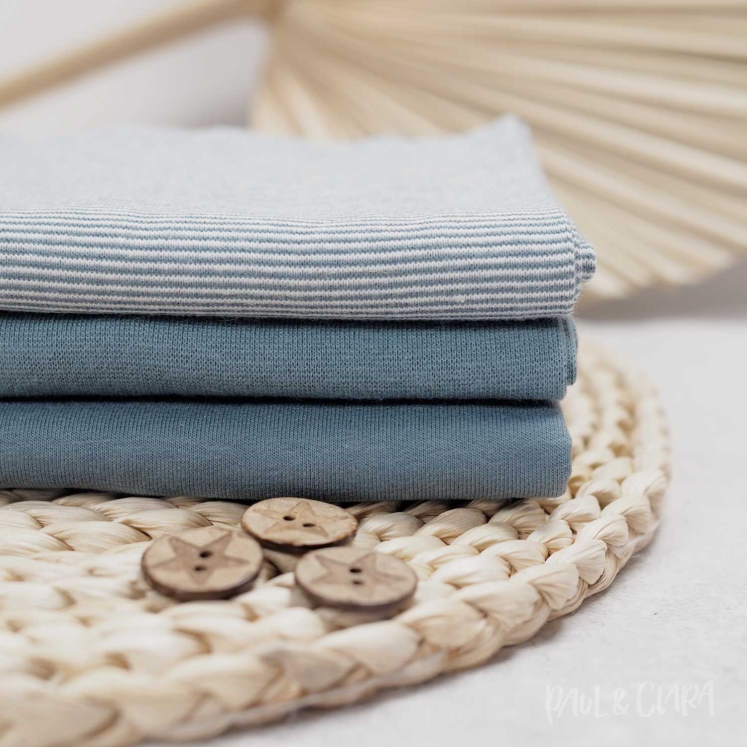 Sommersweat Uni - smokey blue - Paul & Clara