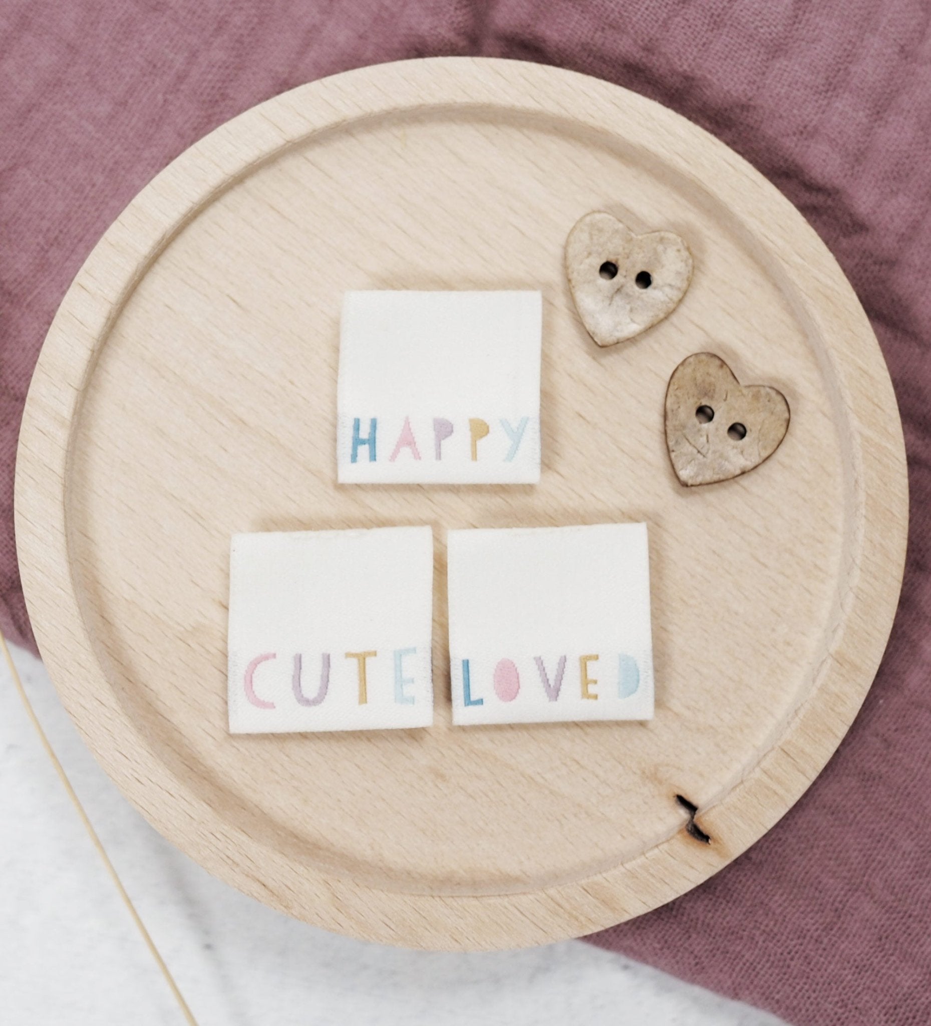 Weblabel HAPPY WORDS *LOVED / HAPPY / CUTE* - SET - Paul & Clara