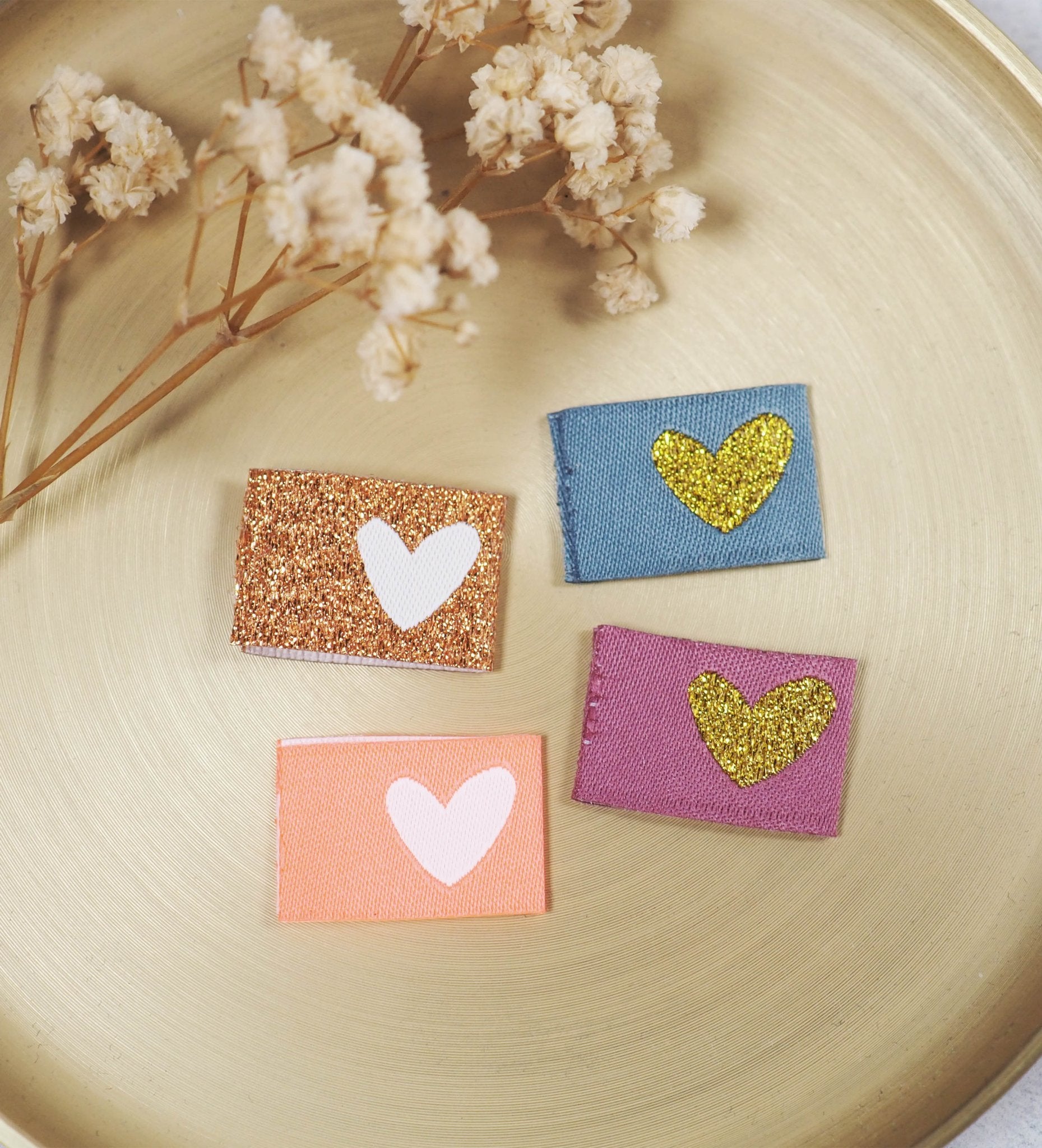 Weblabel Herz *Schwarz* - 4er Pack - Paul & Clara