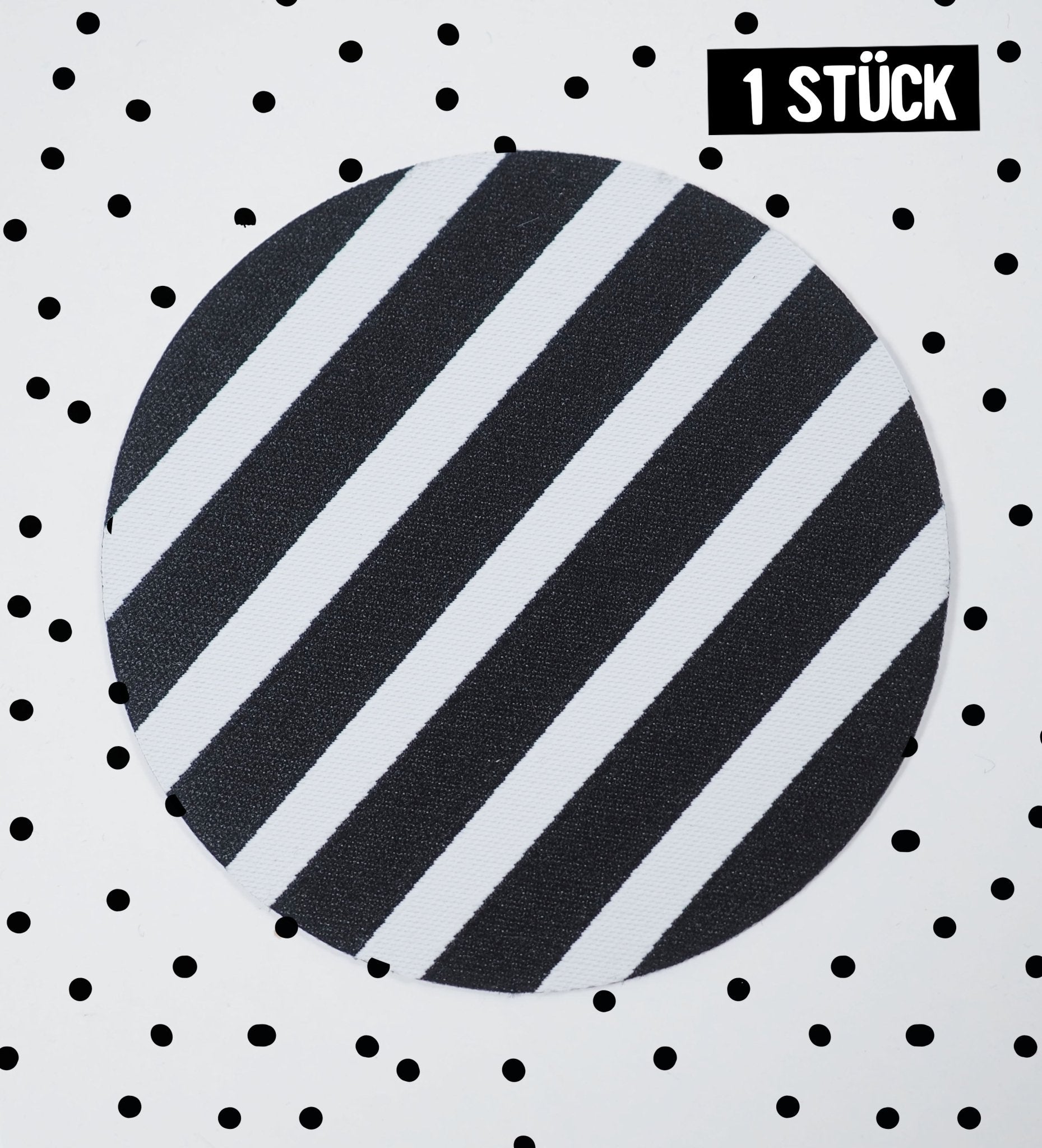 XXL - Patch - Streifen Schwarz/Weiß - rund *iron - on* - Paul & Clara