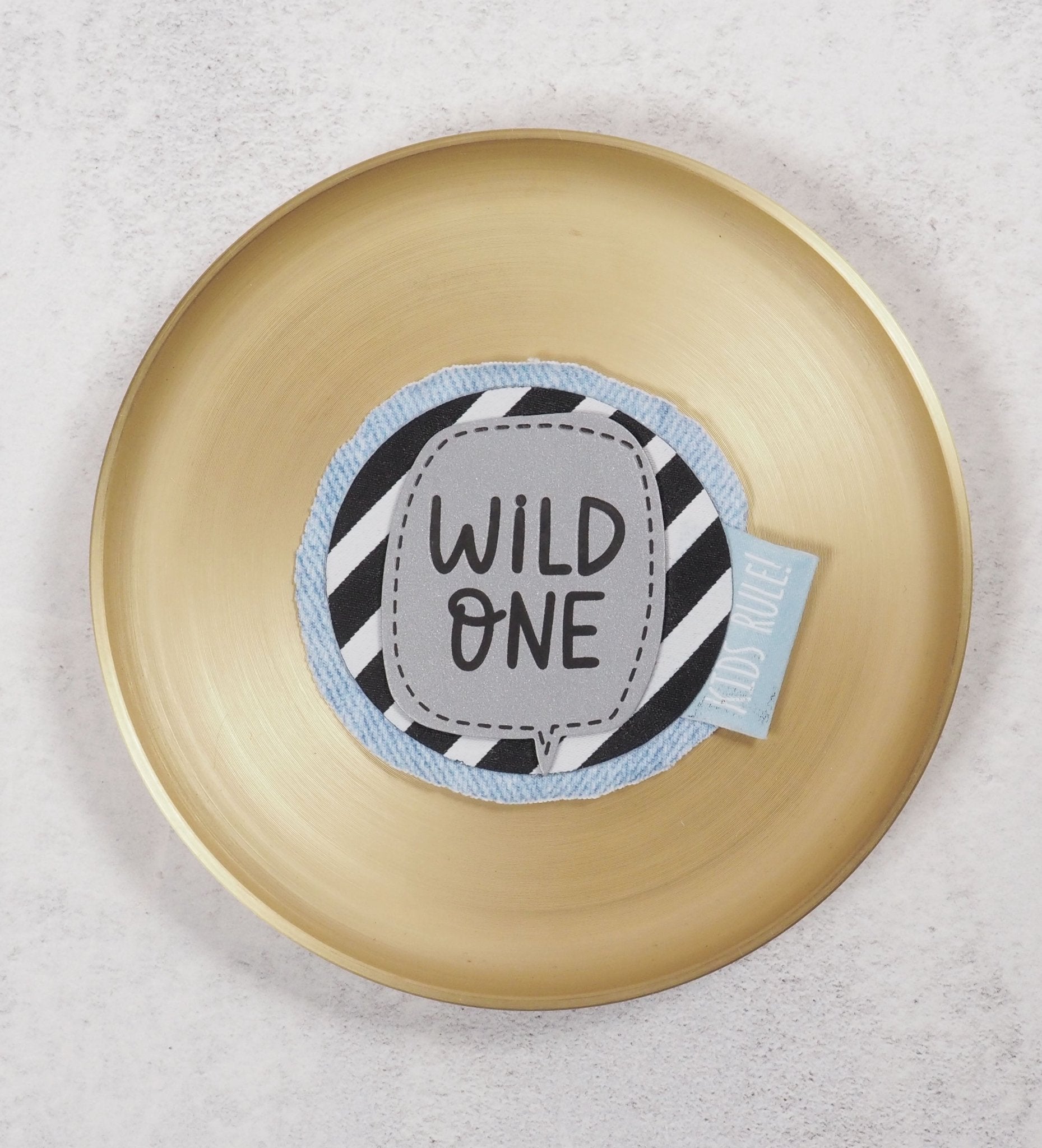 XXL - Patch - Streifen Schwarz/Weiß - rund *iron - on* - Paul & Clara