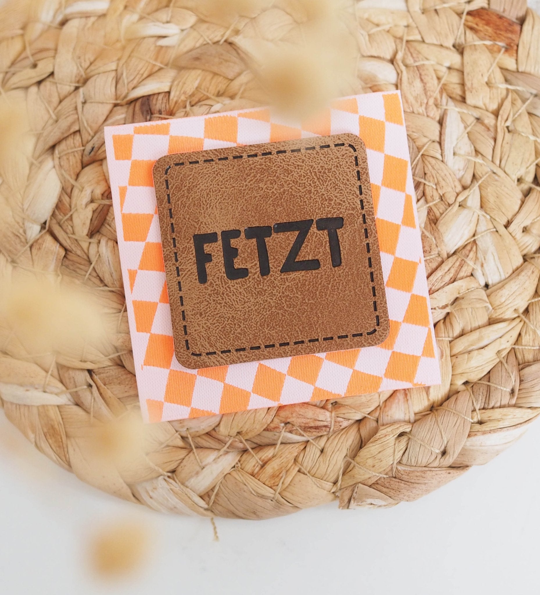 XXL - Weblabel *Swinging Grid* neonorange/weiß - Paul & Clara