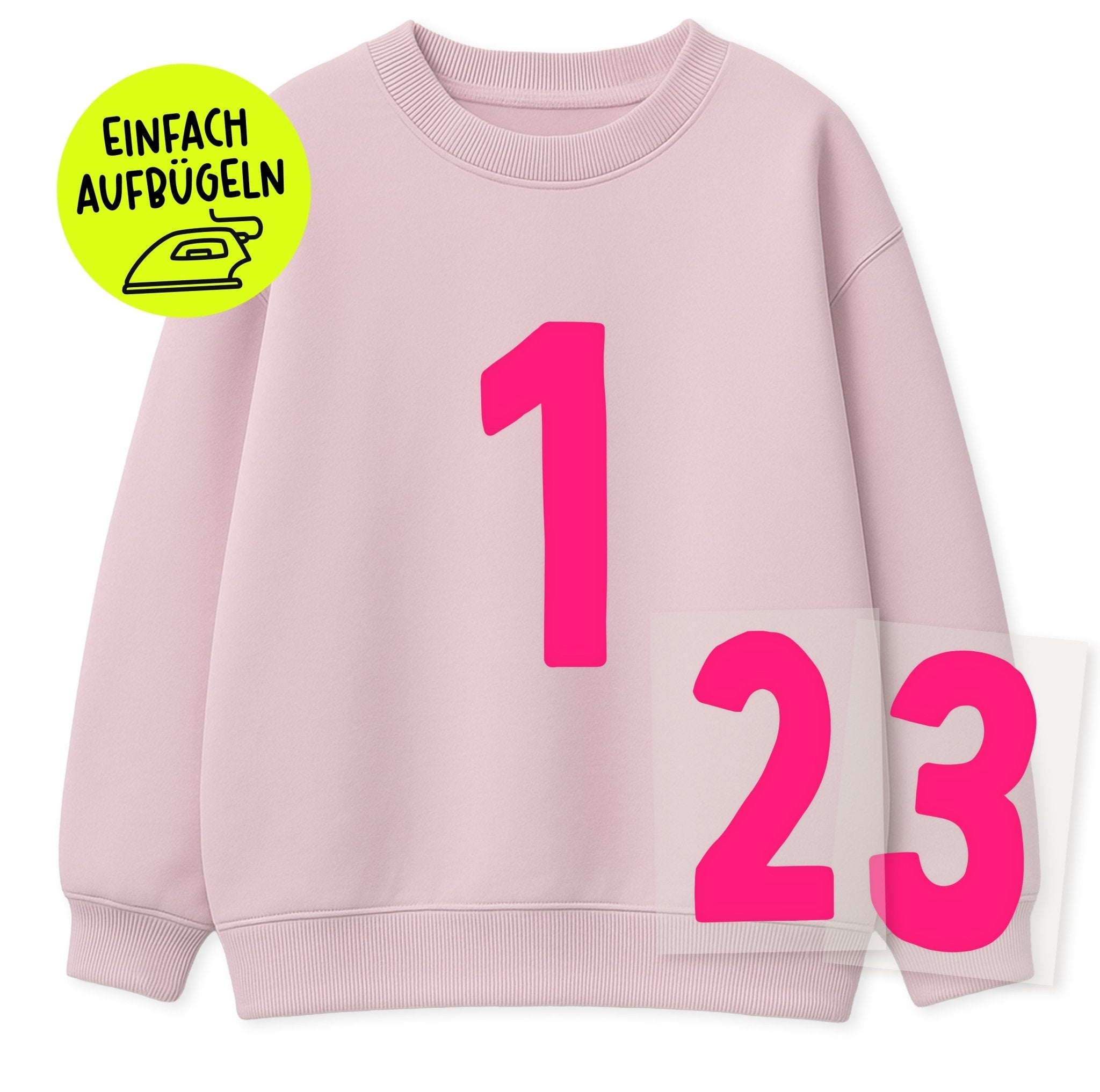 *BIRTHDAY-EDITION* Flock-Patch - Geburtstagszahlen -neonpink- *iron-on* - Paul &amp; Clara